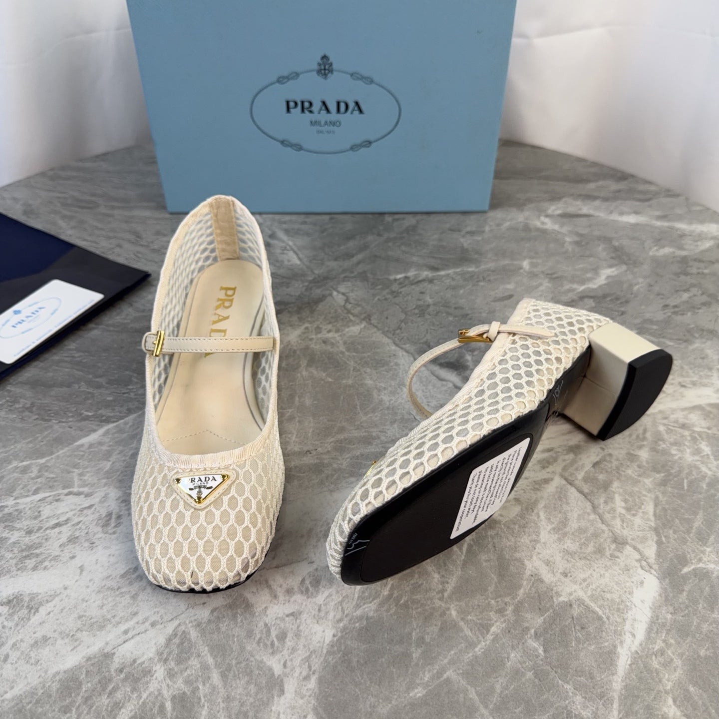 Prada 2026 Mary Jane Pumps 50mm Mesh Leather 789407