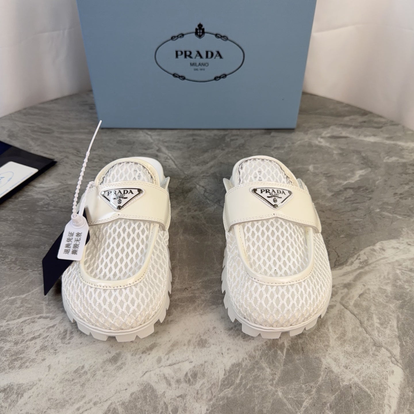 Prada 2026 Platform Mules 20mm Raffia Leather 789429