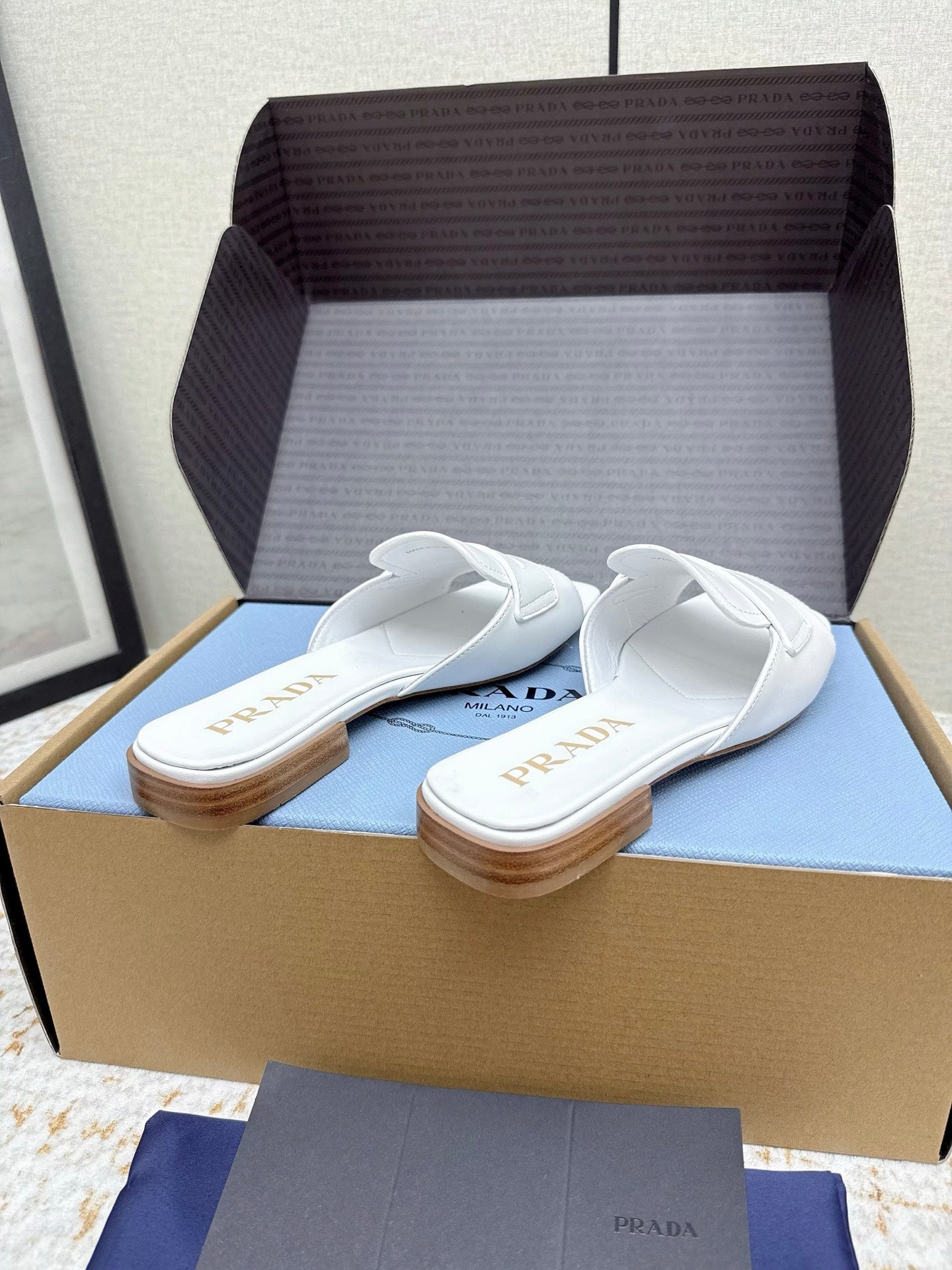 Prada 2026 Square Toe Slippers Italian Leather 731000