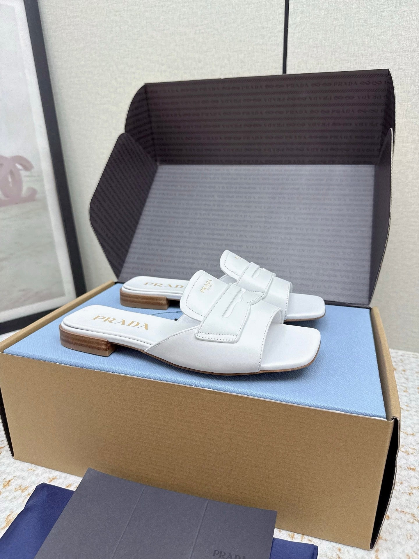 Prada 2026 Square Toe Slippers Italian Leather 731000