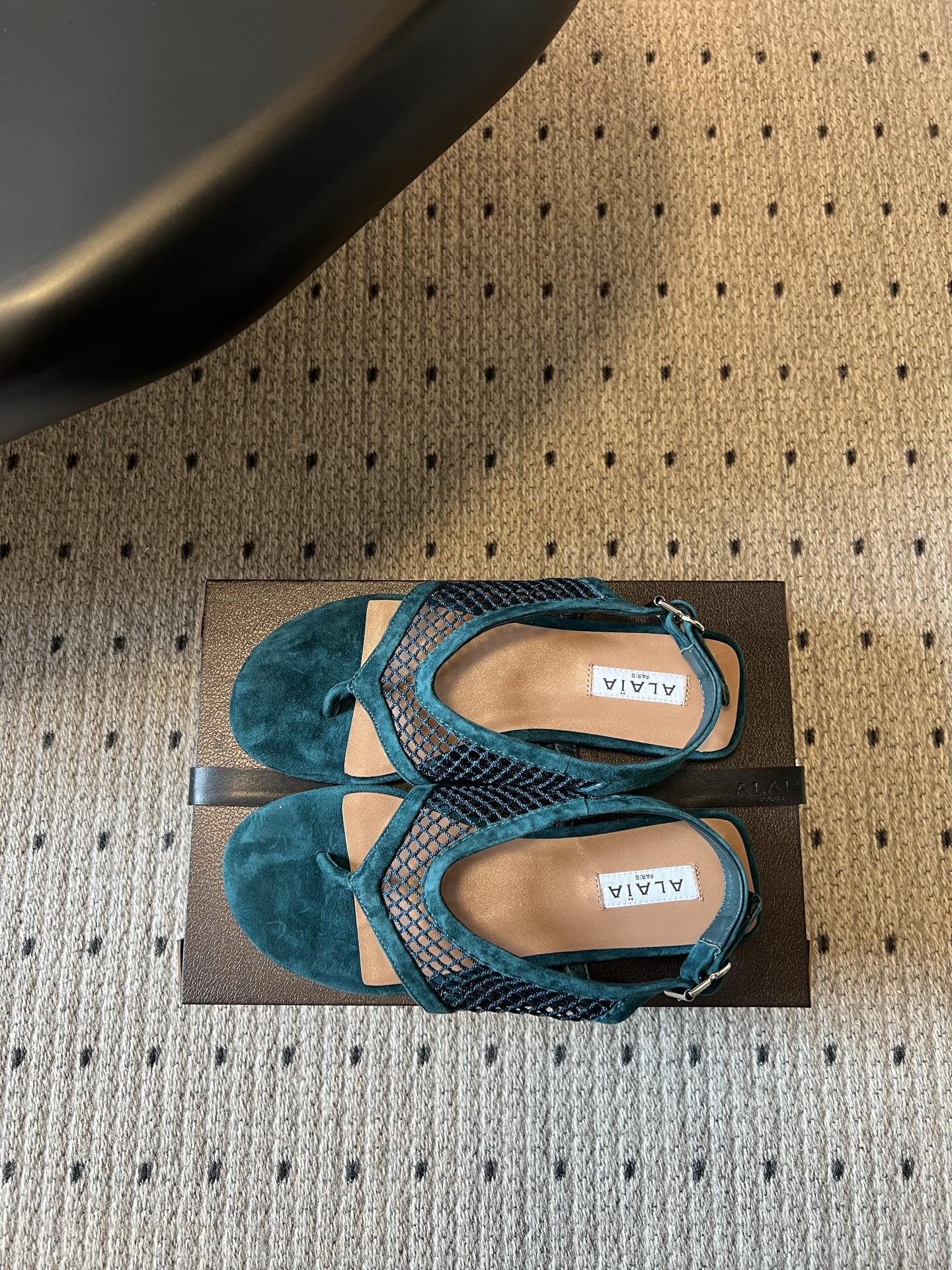 Alaia 2026 Thong Sandals Mesh Suede 803341
