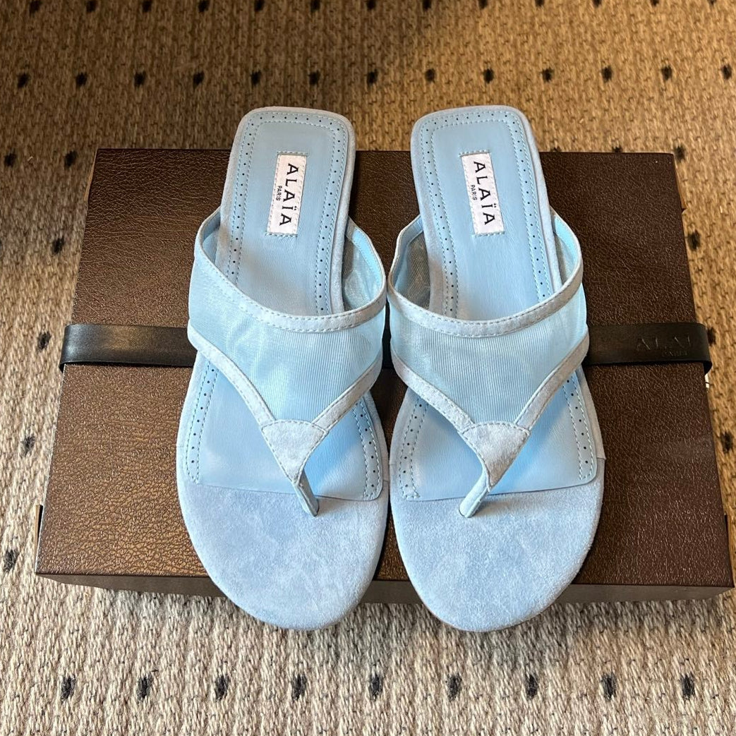 Alaia 2026 Flip-Flops Flat Mesh Sheepskin 803349