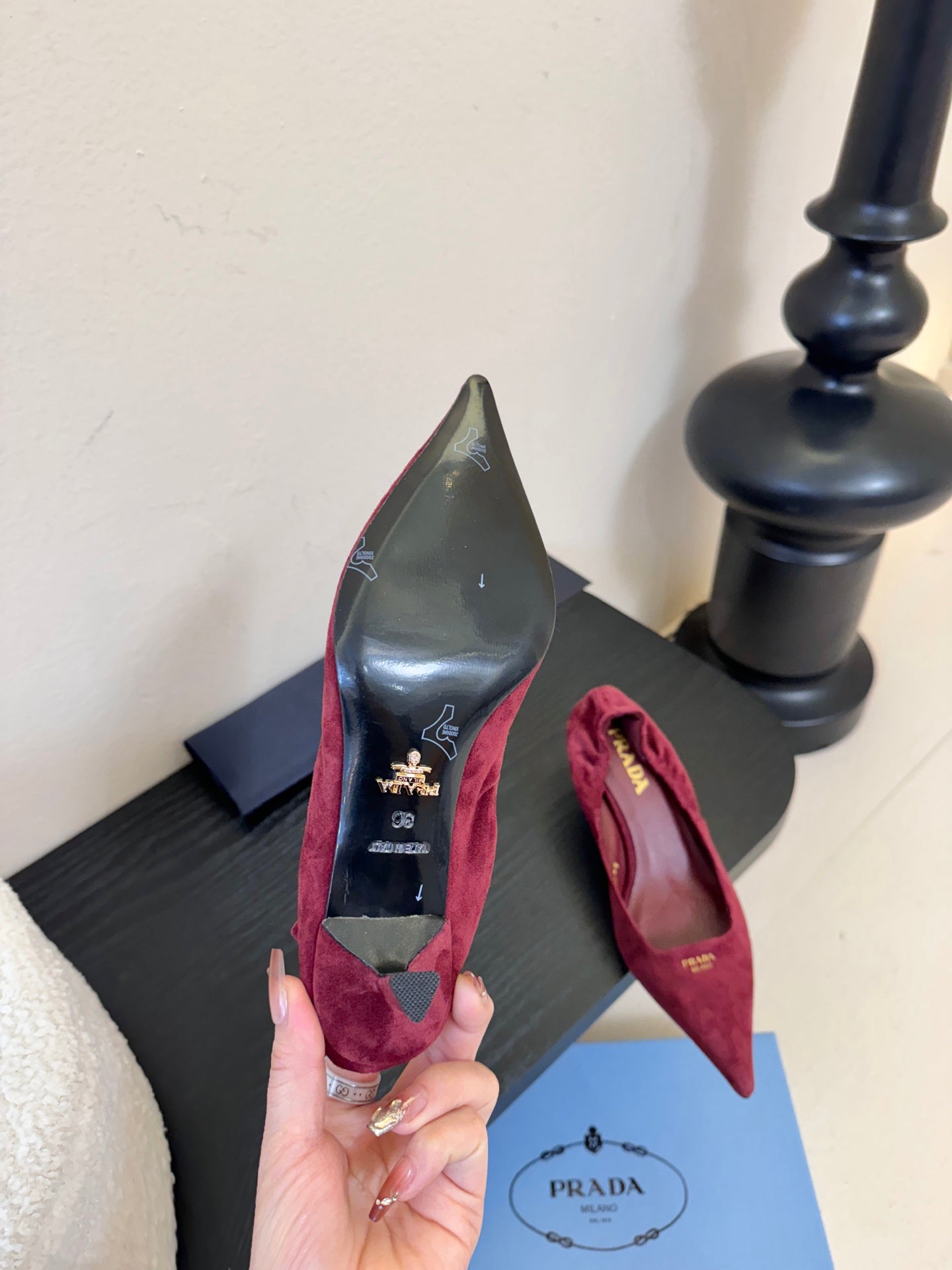 PRA 26S Pointed Toe Low Heels 60 Burgundy Suede 627411