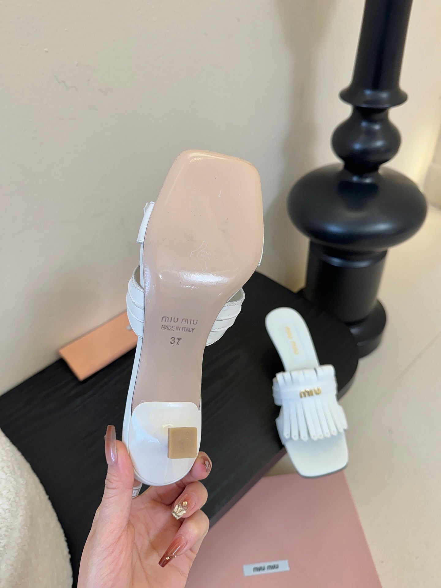 MIU 26ss High Heel Sandals 50 Sheepskin 627358