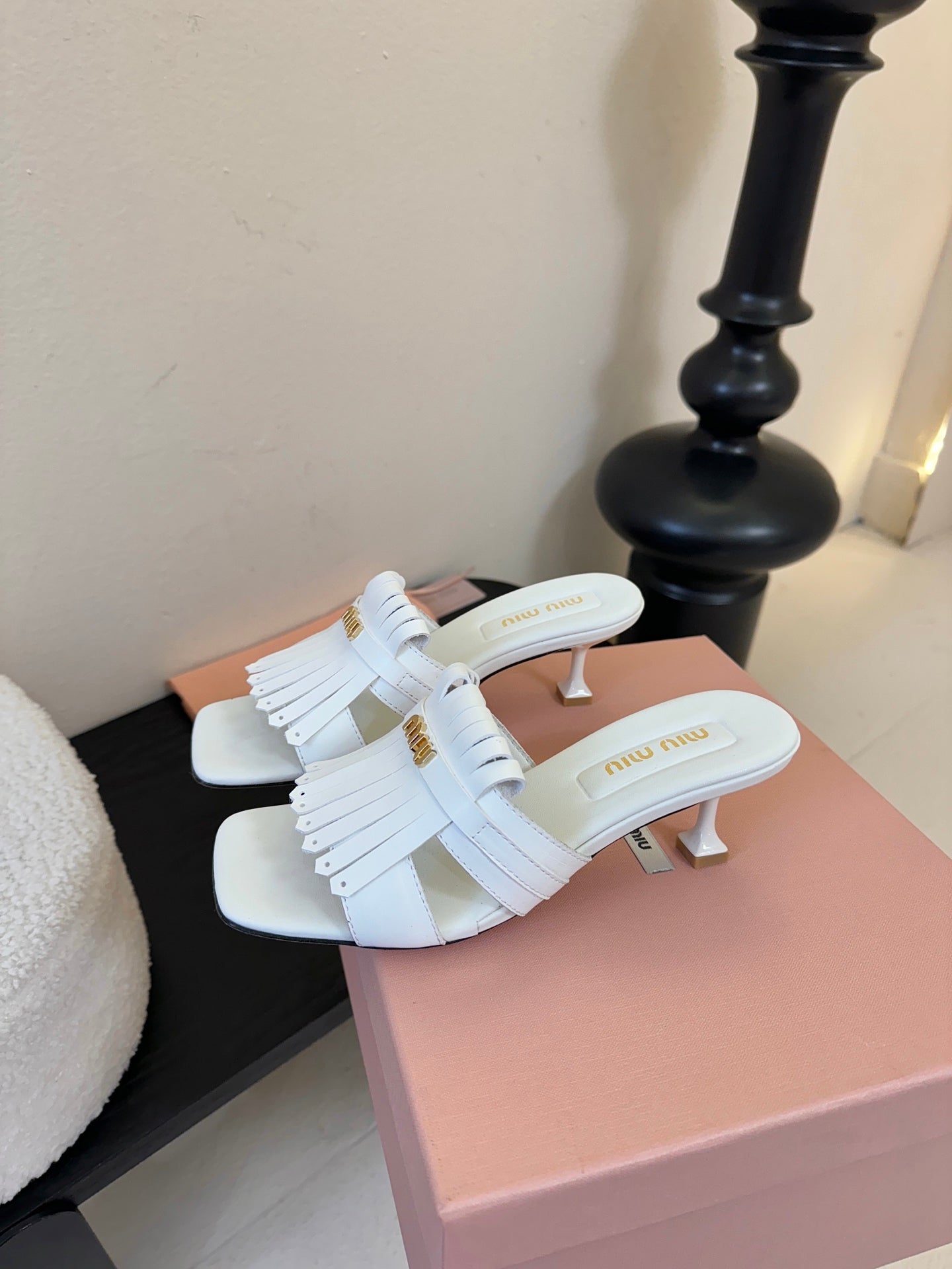 MIU 26ss High Heel Sandals 50 Sheepskin 627358
