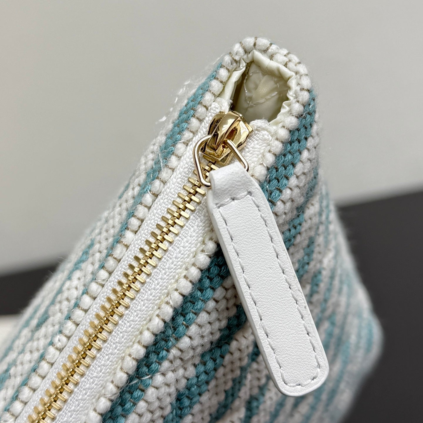 Chanel 26 Woven Clutch 19 White Light Blue Canvas