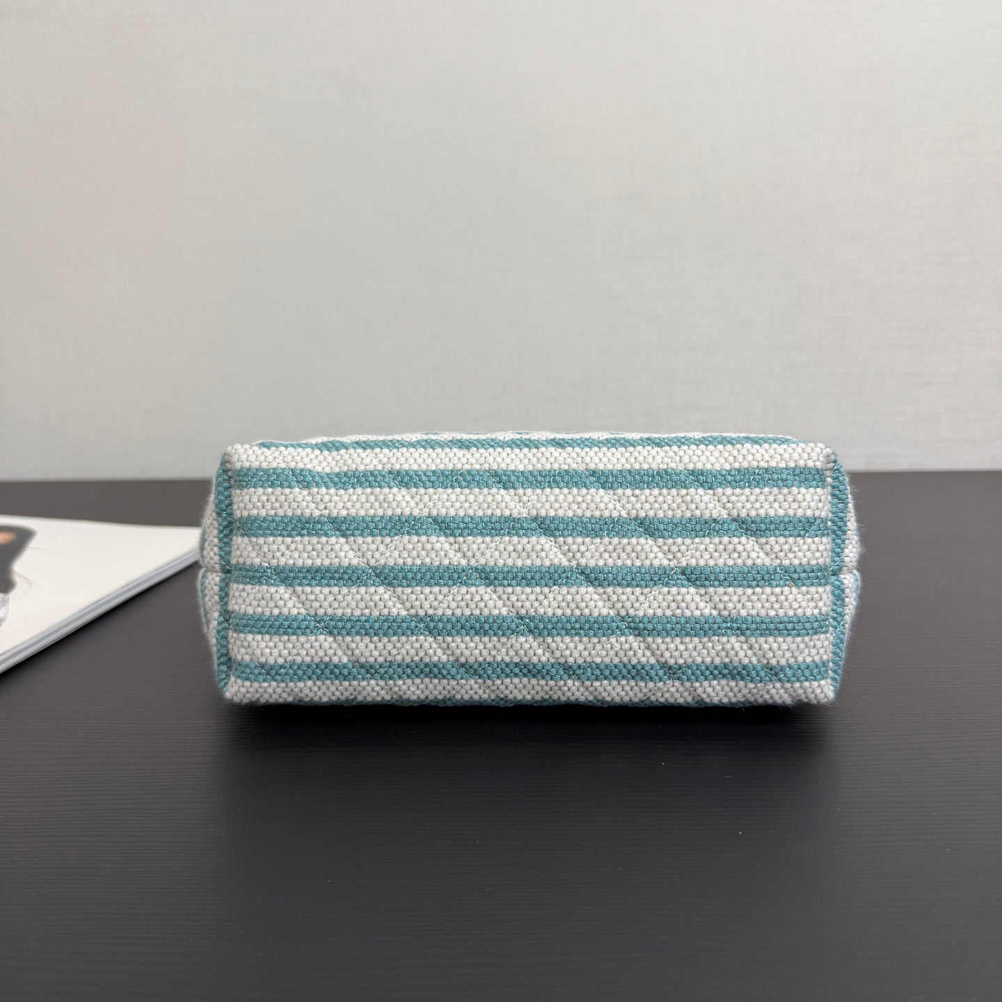 Chanel 26 Woven Clutch 19 White Light Blue Canvas