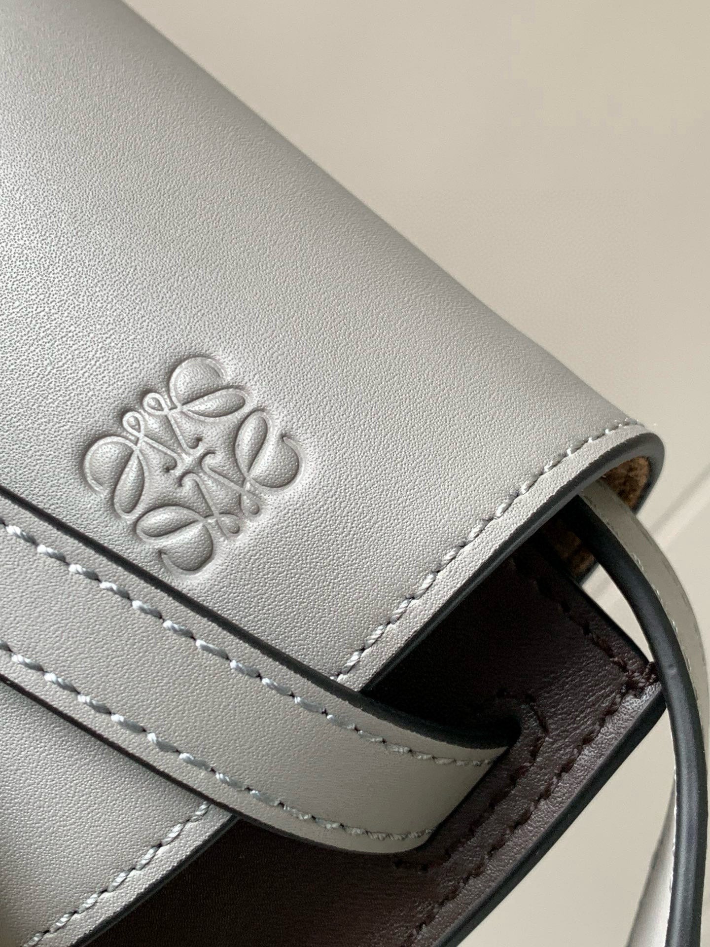 Loewe Saddle Bag 21 Gray Leather 280436