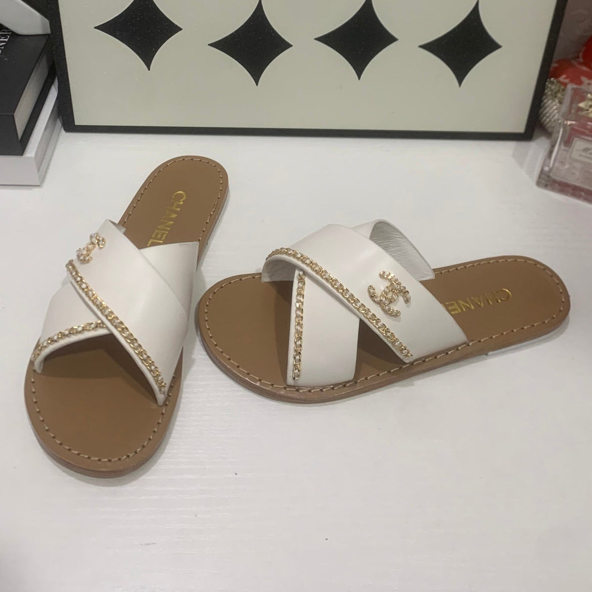 Chanel 2026 Flats Slide Sandals Calfskin 802340