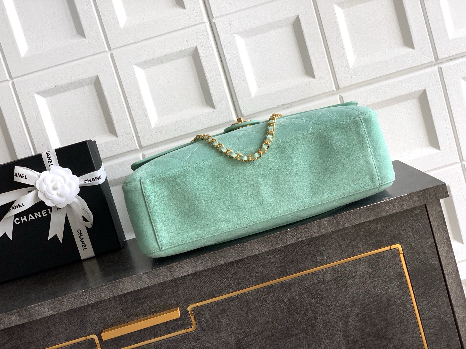 Chanel 2026 Flap Bag Mint Green Suede Leather