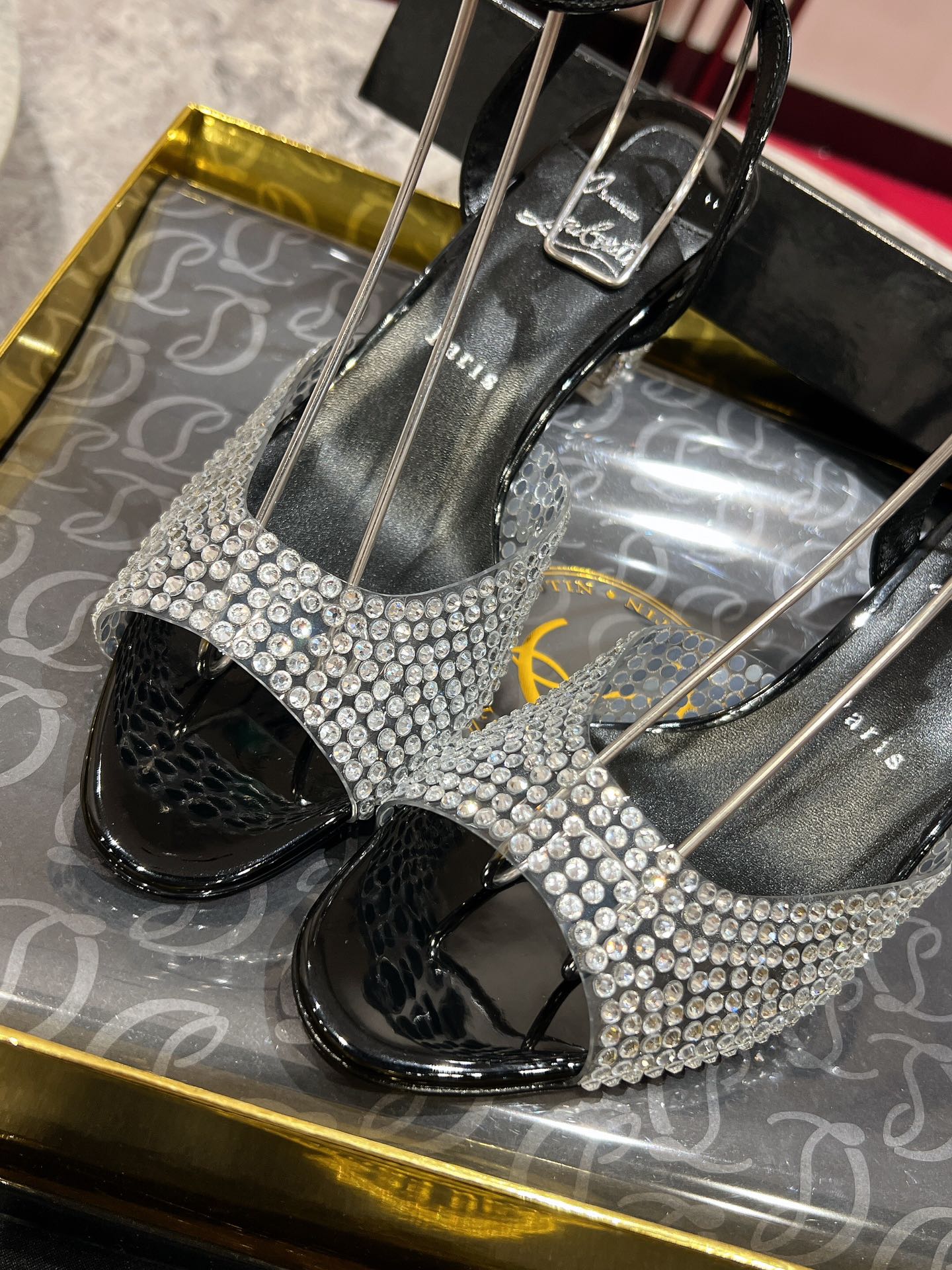 Christian Louboutin Mary Jane Miss Z Strass 55mm Sandals Patent Leather 825391