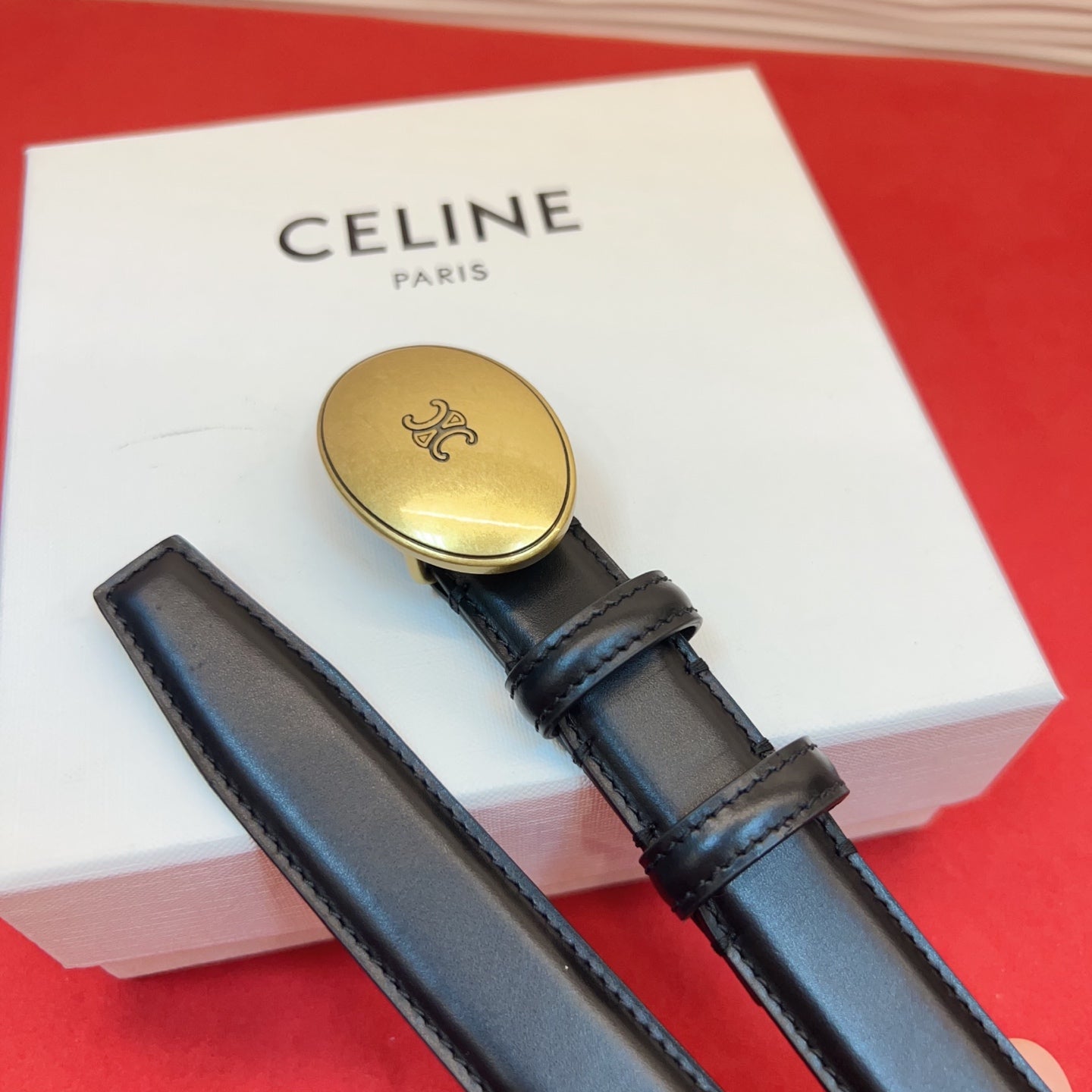 Celine 2026 Teen Triophe Belt 2.5cm Leather