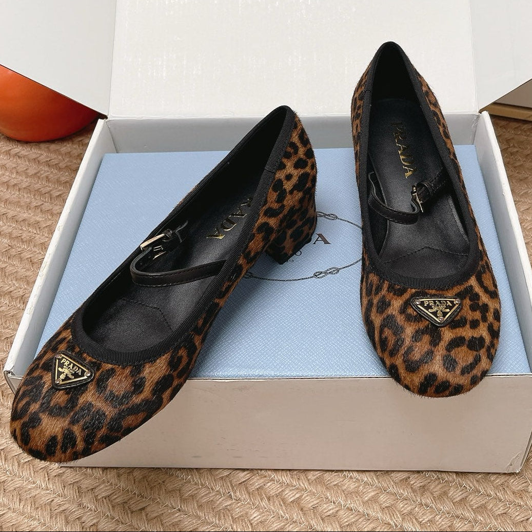 Prada 2026 Ballet Flat Leopard Calf Hair 854615
