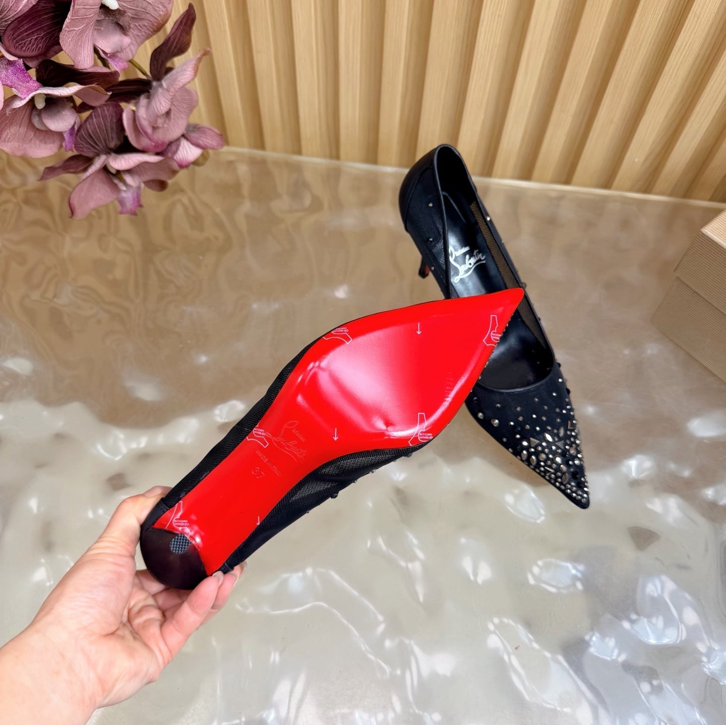 Christian Louboutin 2026 Miss Z Degrastrass 80mm Pumps Mesh Crystal Embellishments 776009