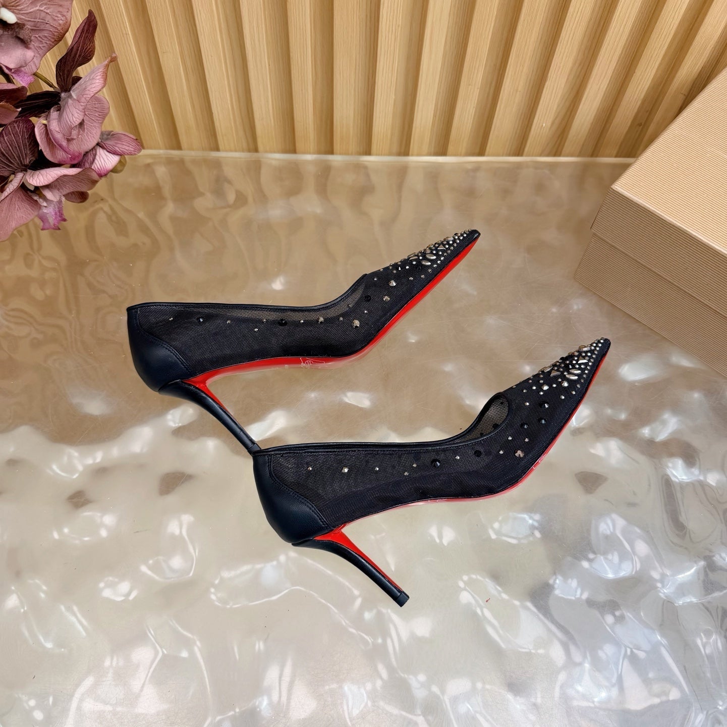 Christian Louboutin 2026 Miss Z Degrastrass 80mm Pumps Mesh Crystal Embellishments 776009