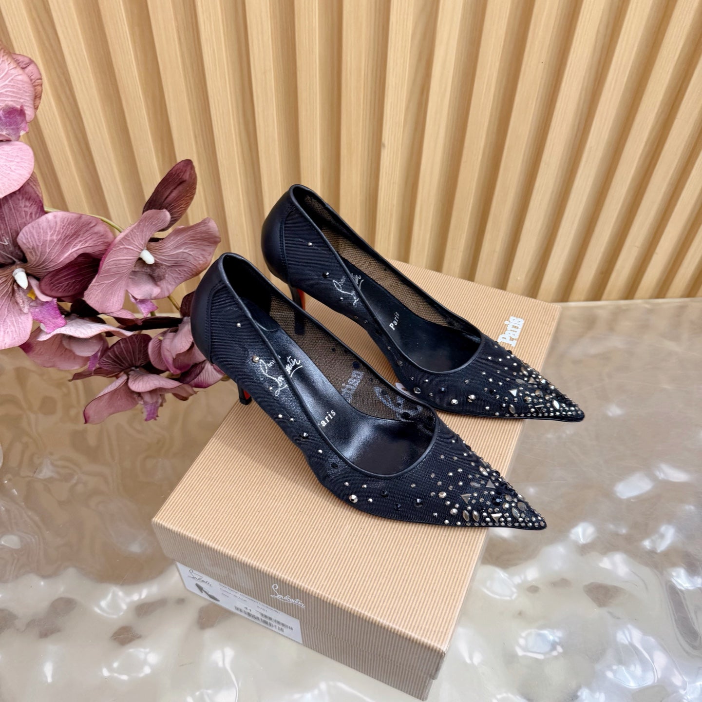 Christian Louboutin 2026 Miss Z Degrastrass 80mm Pumps Mesh Crystal Embellishments 776009