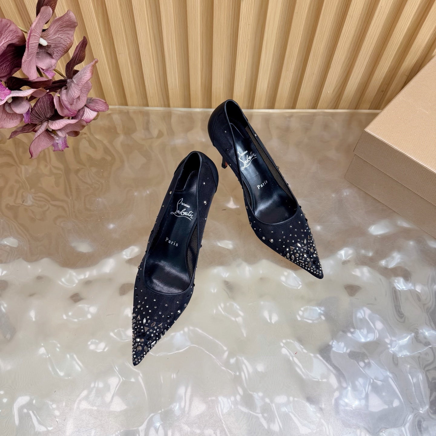 Christian Louboutin 2026 Miss Z Degrastrass 80mm Pumps Mesh Crystal Embellishments 776009