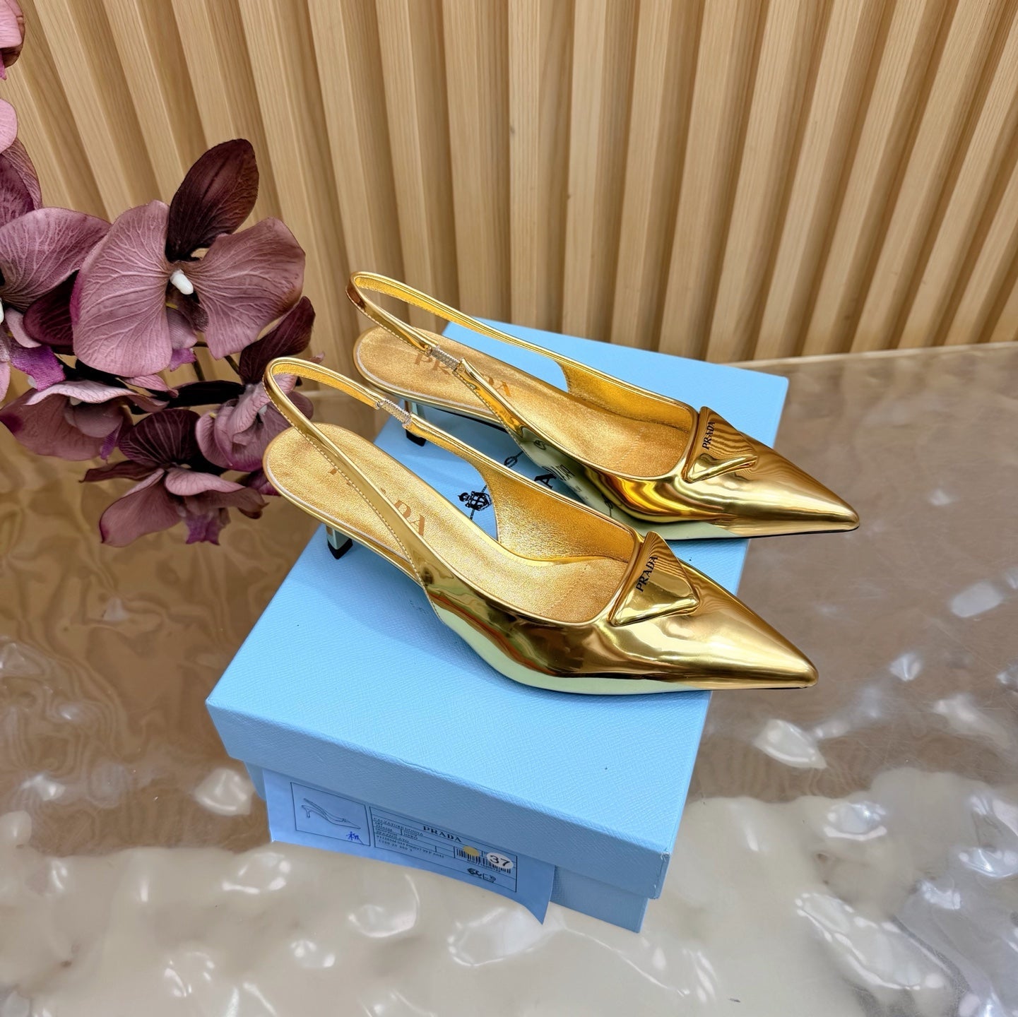 Prada 2026 Slingback Pump 55mm Metallic Leather 854175