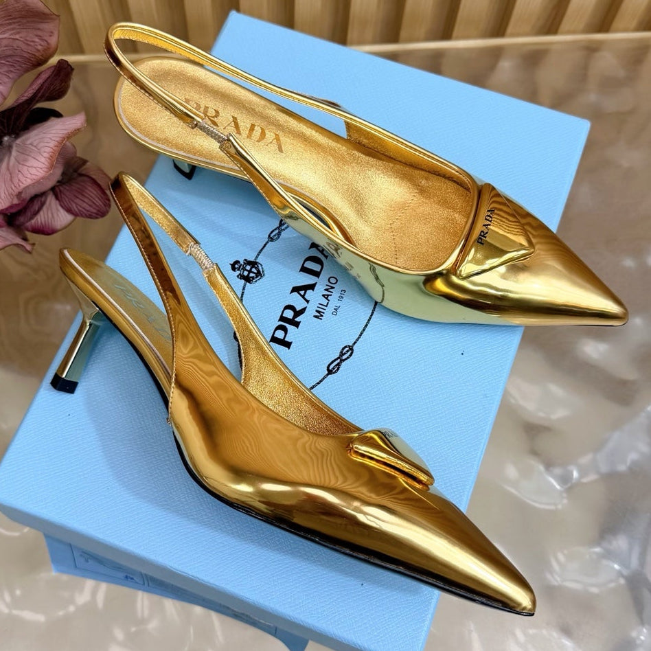 Prada 2026 Slingback Pump 55mm Metallic Leather 854175