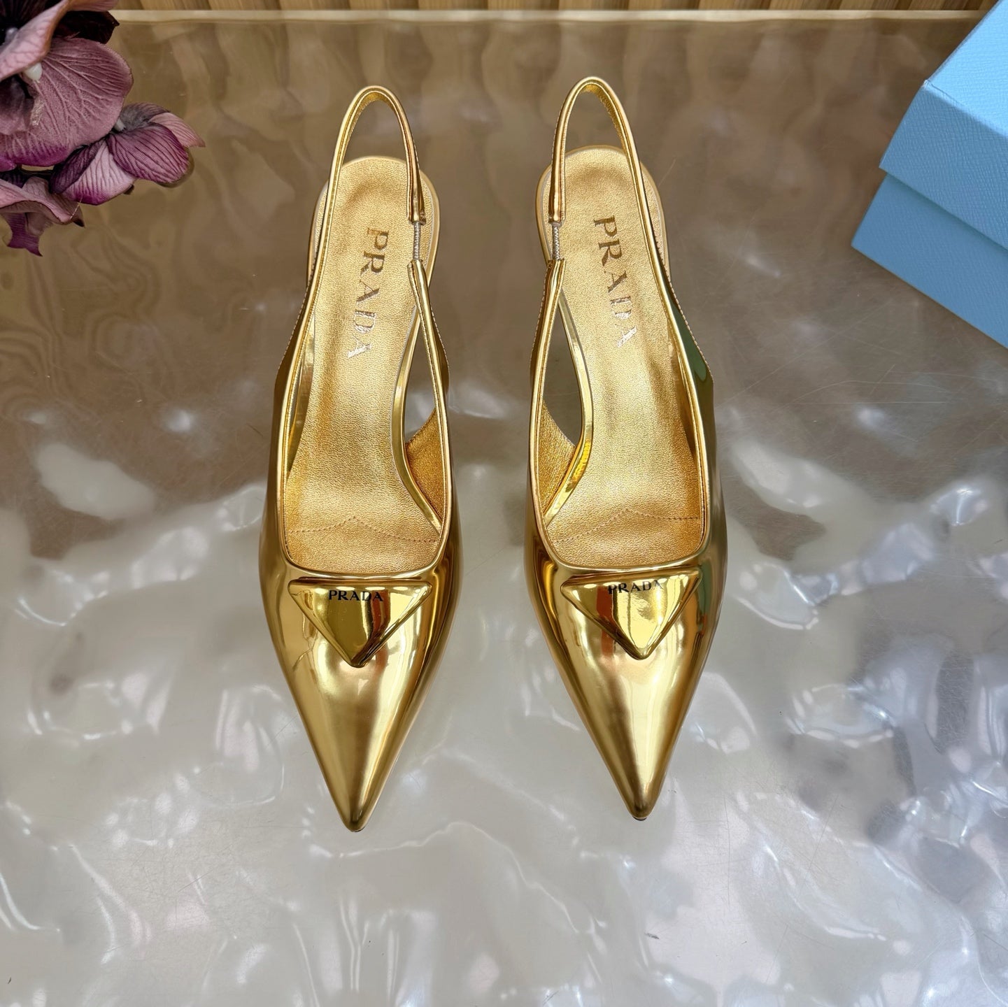 Prada 2026 Slingback Pump 55mm Metallic Leather 854175