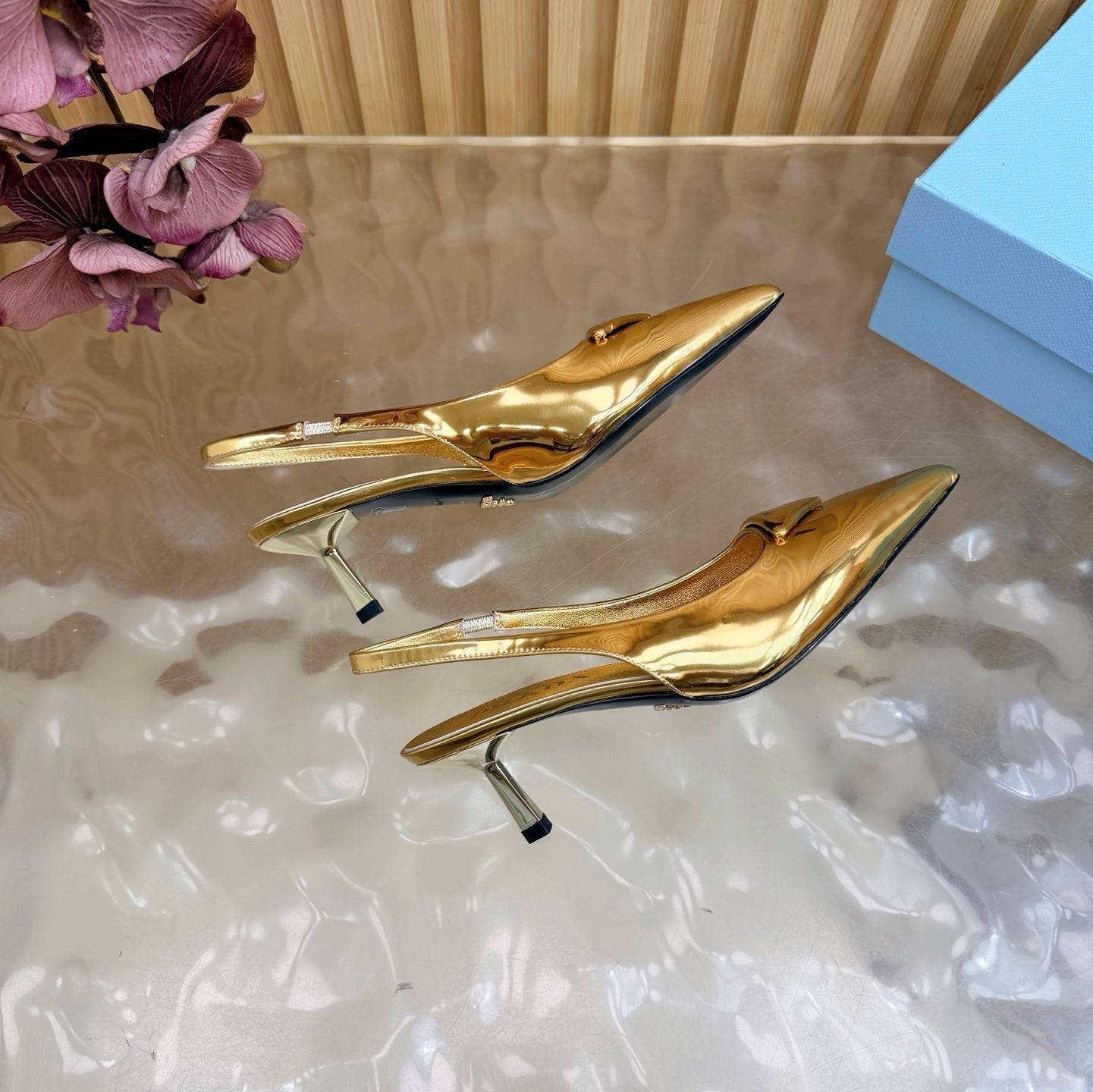 Prada 2026 Slingback Pump 55mm Metallic Leather 854175