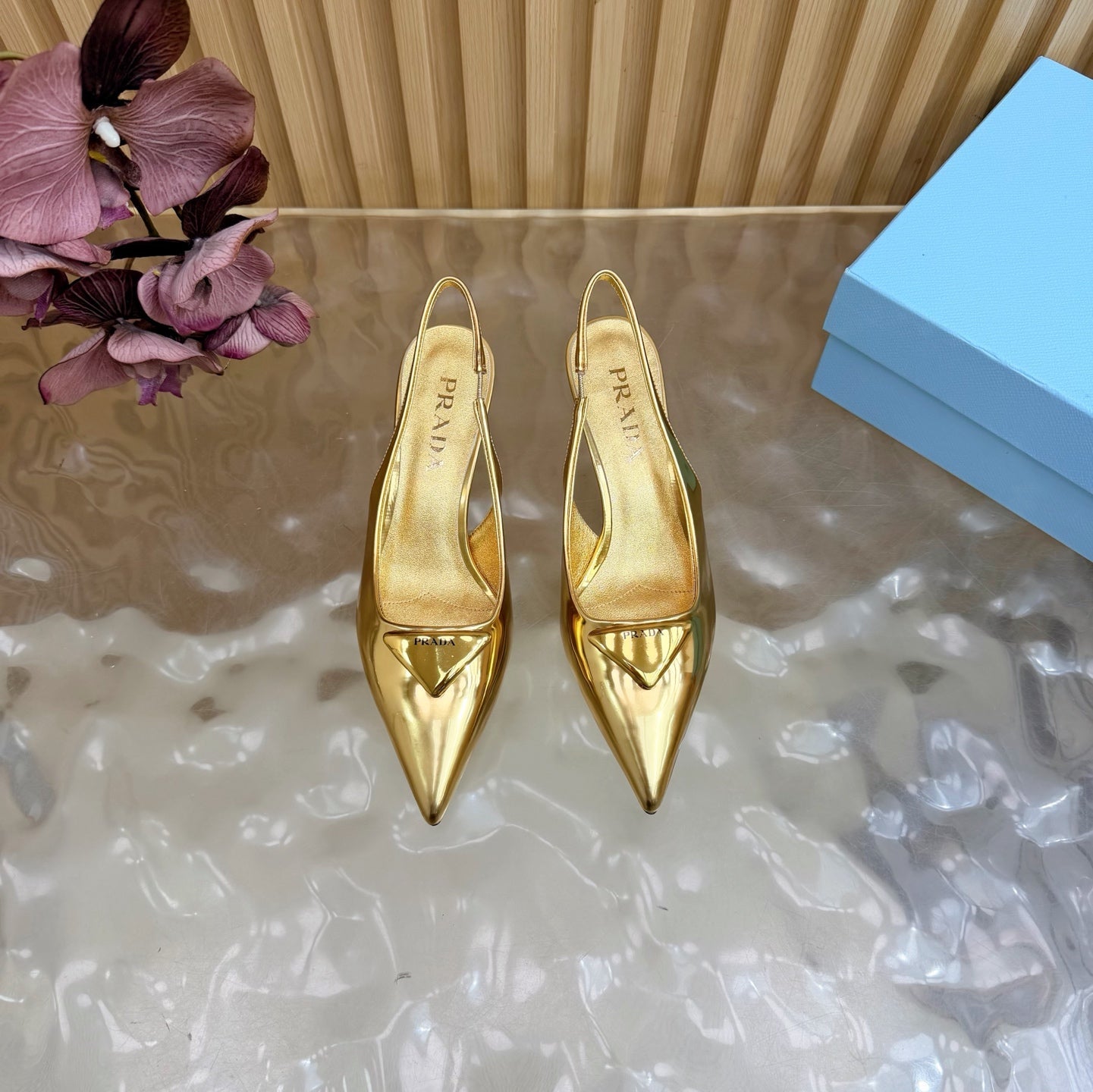 Prada 2026 Slingback Pump 55mm Metallic Leather 854175