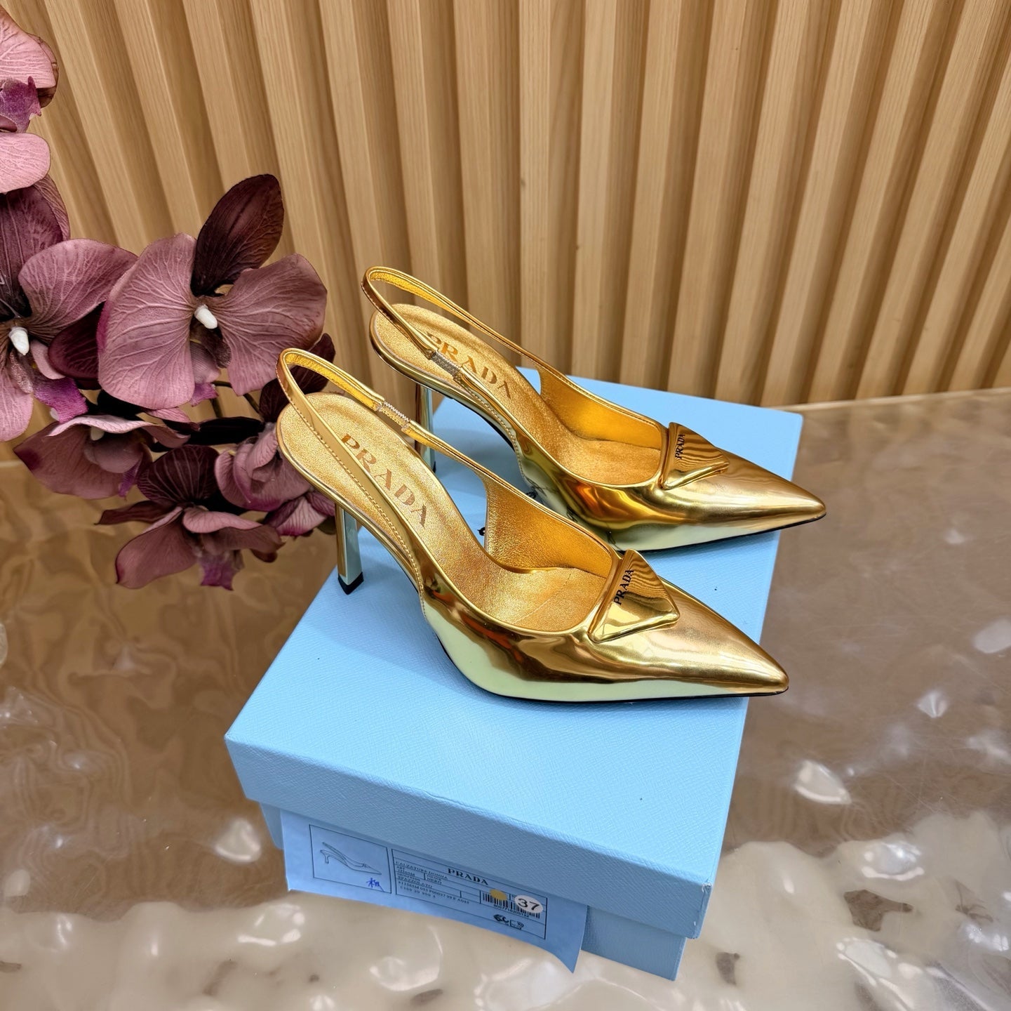 Prada 2026 Slingback Pump 100mm Metallic Leather 854181