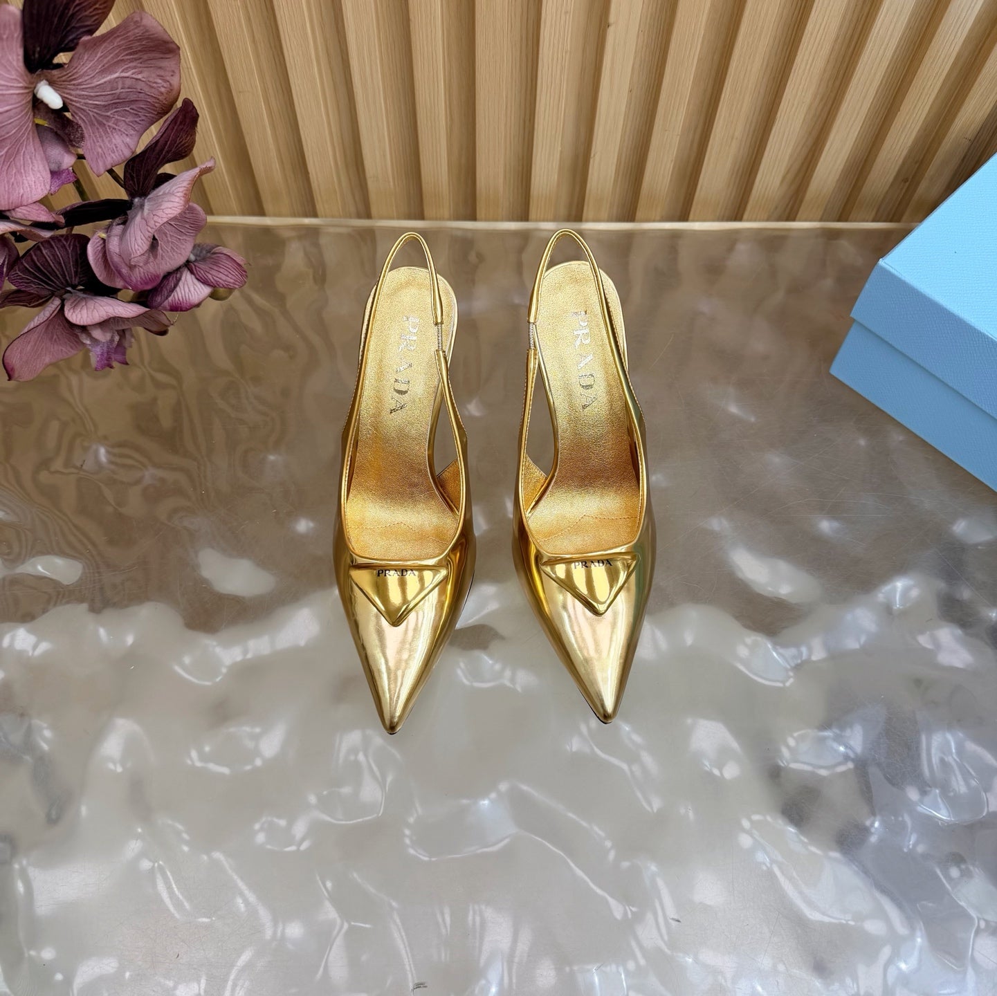 Prada 2026 Slingback Pump 100mm Metallic Leather 854181