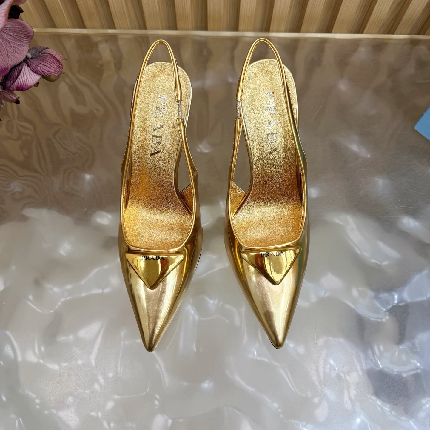 Prada 2026 Slingback Pump 100mm Metallic Leather 854181