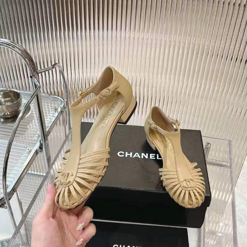 Chanel 2026 Interlocking CC T-Strap Sandals Leather 791132