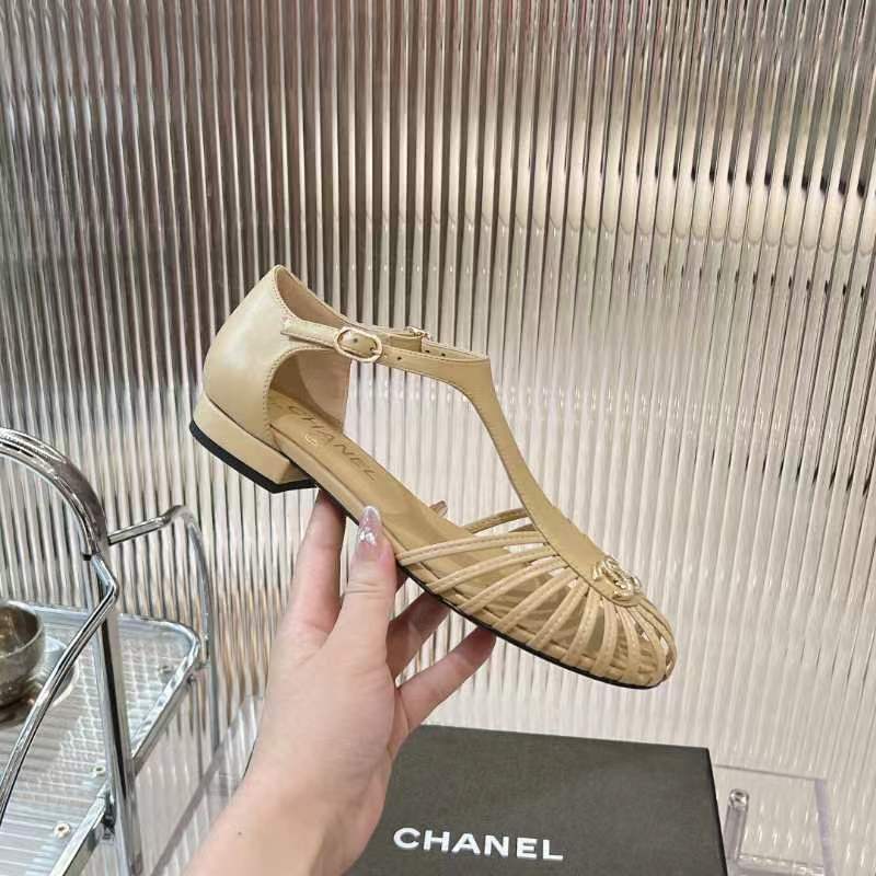 Chanel 2026 Interlocking CC T-Strap Sandals Leather 791132