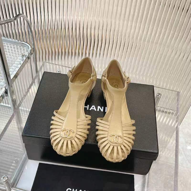 Chanel 2026 Interlocking CC T-Strap Sandals Leather 791132