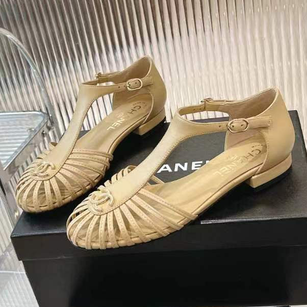 Chanel 2026 Interlocking CC T-Strap Sandals Leather 791132