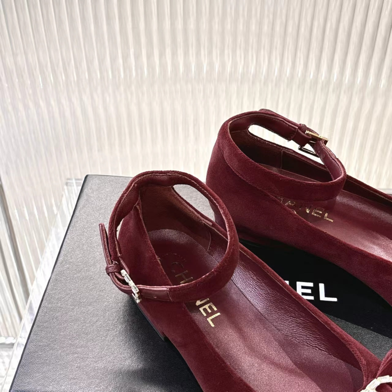 Chanel 2026 Mary Jane Ballet Flats Velvet Crystal CC Logo Bow 791128