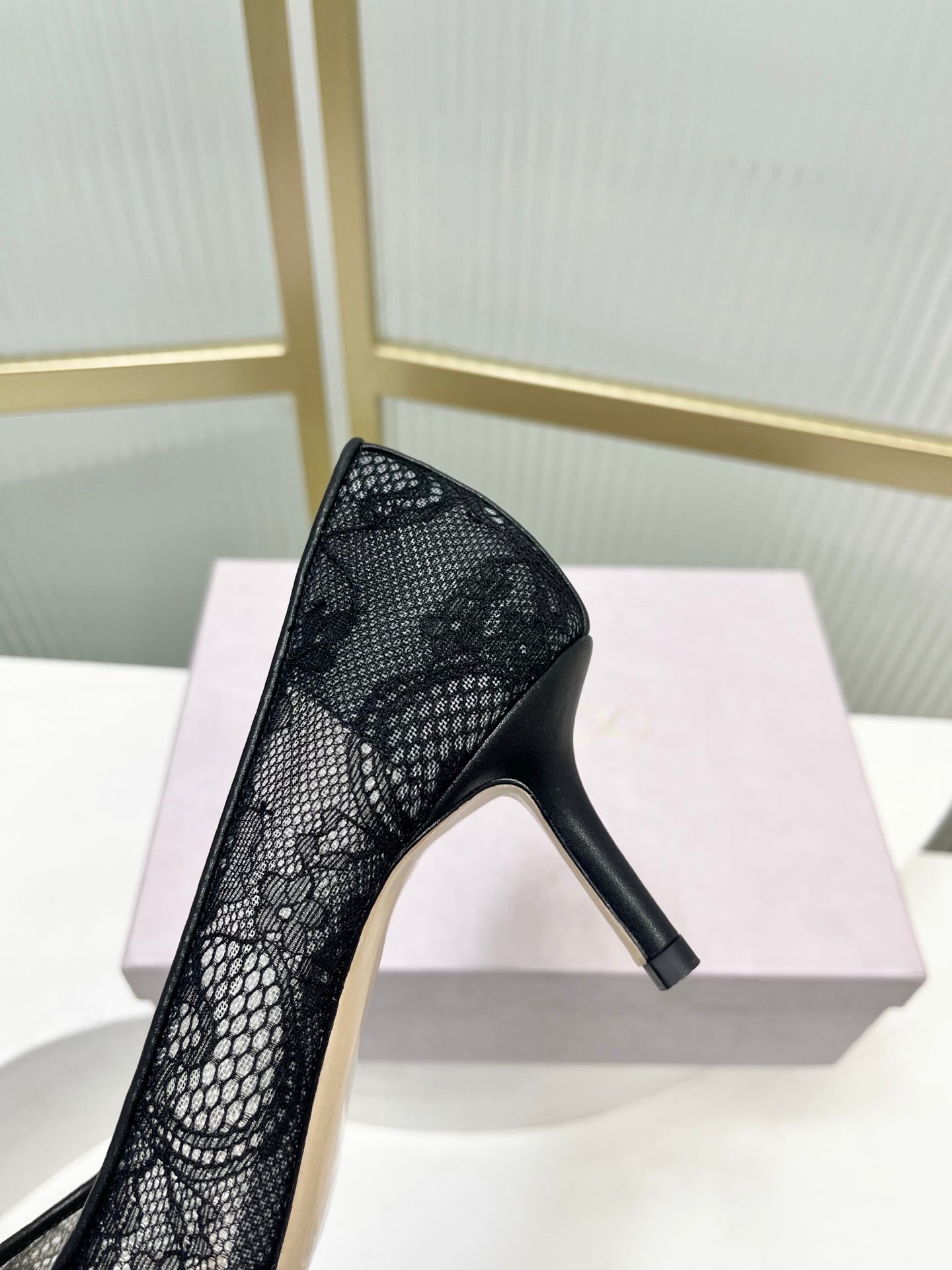 Jimmy 26s Heel Pump 65 Black Beige Lace Sheepskin 605954