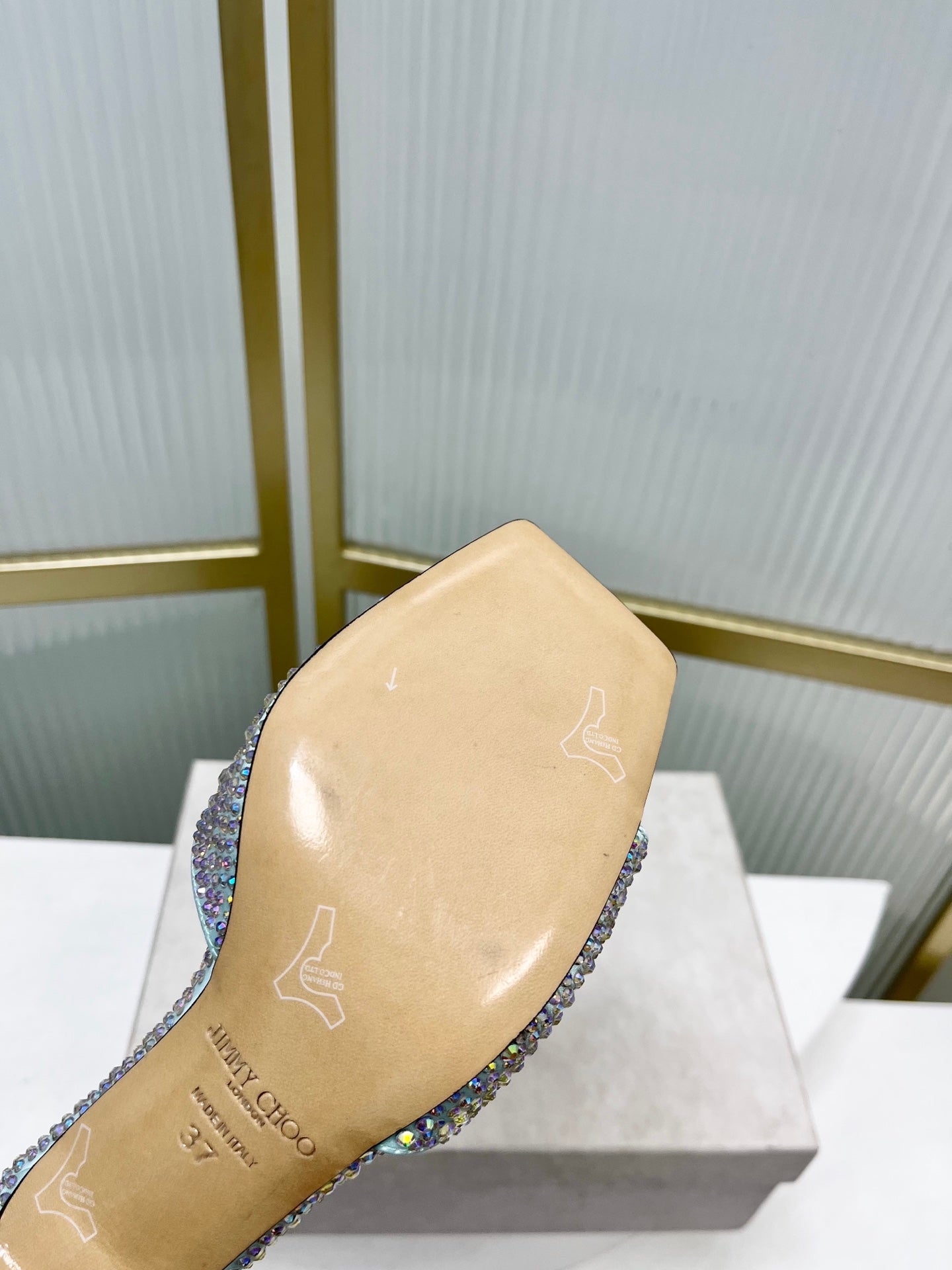 Jimmy 26s High-Heeled Slippers 65 Pastel Blue Diamond Sheepskin  605978