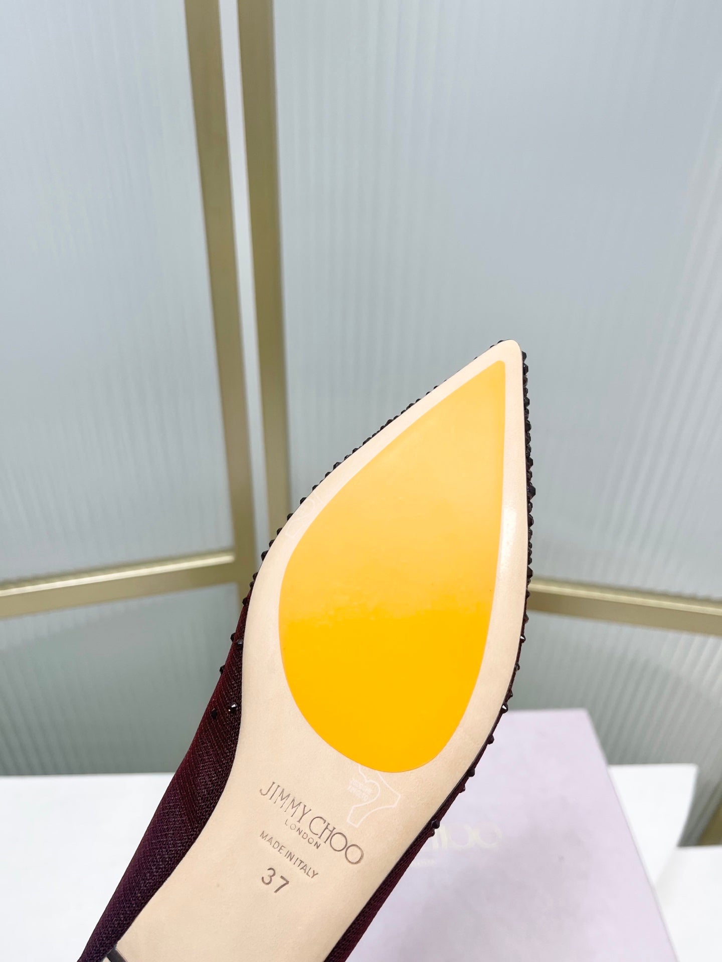 Jimmy 26s Ballet Flats Burgundy Rhinestones Mesh Sheepskin 605980