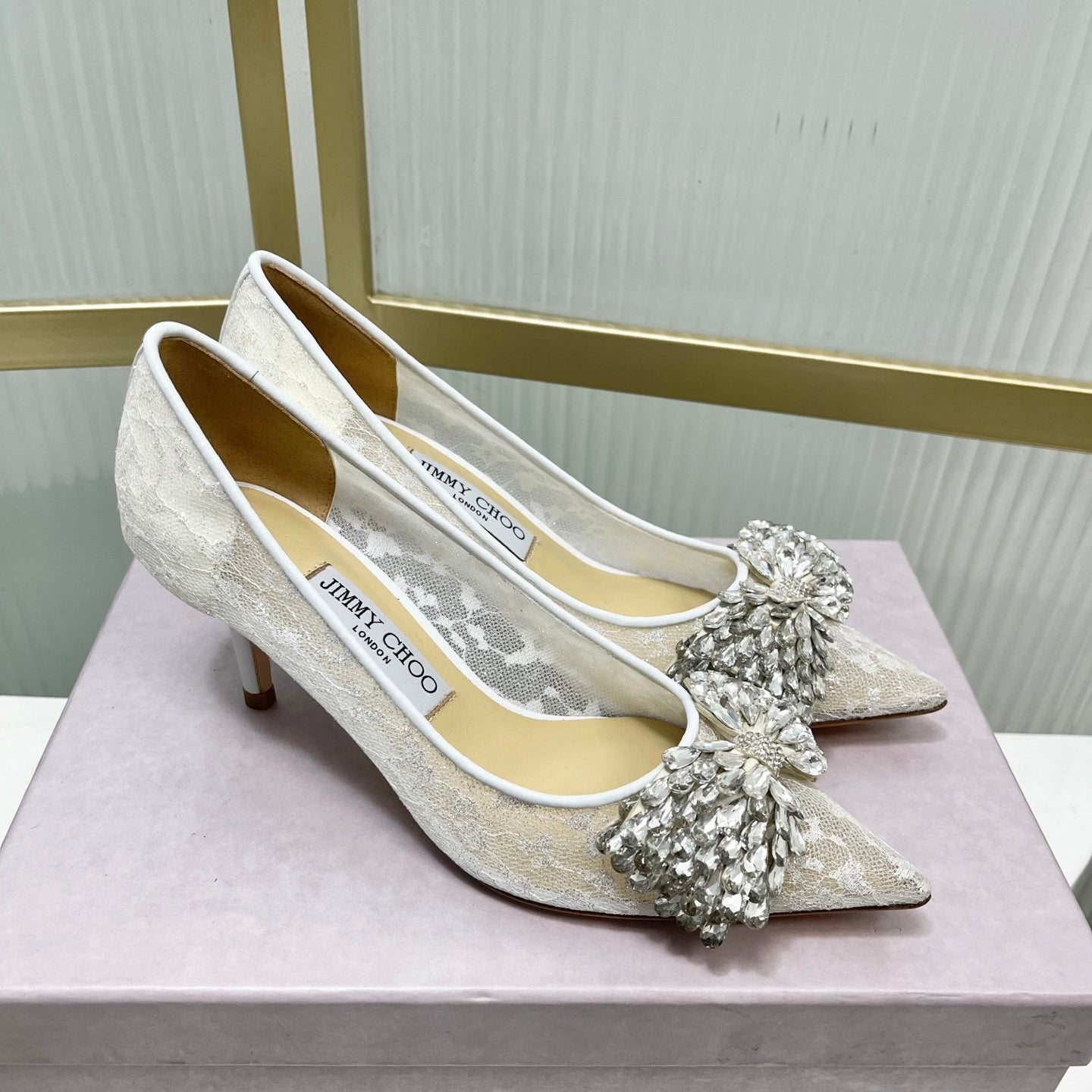 Jimmy 26s High Heels 65 White Imported Lace Sheepskin 605984