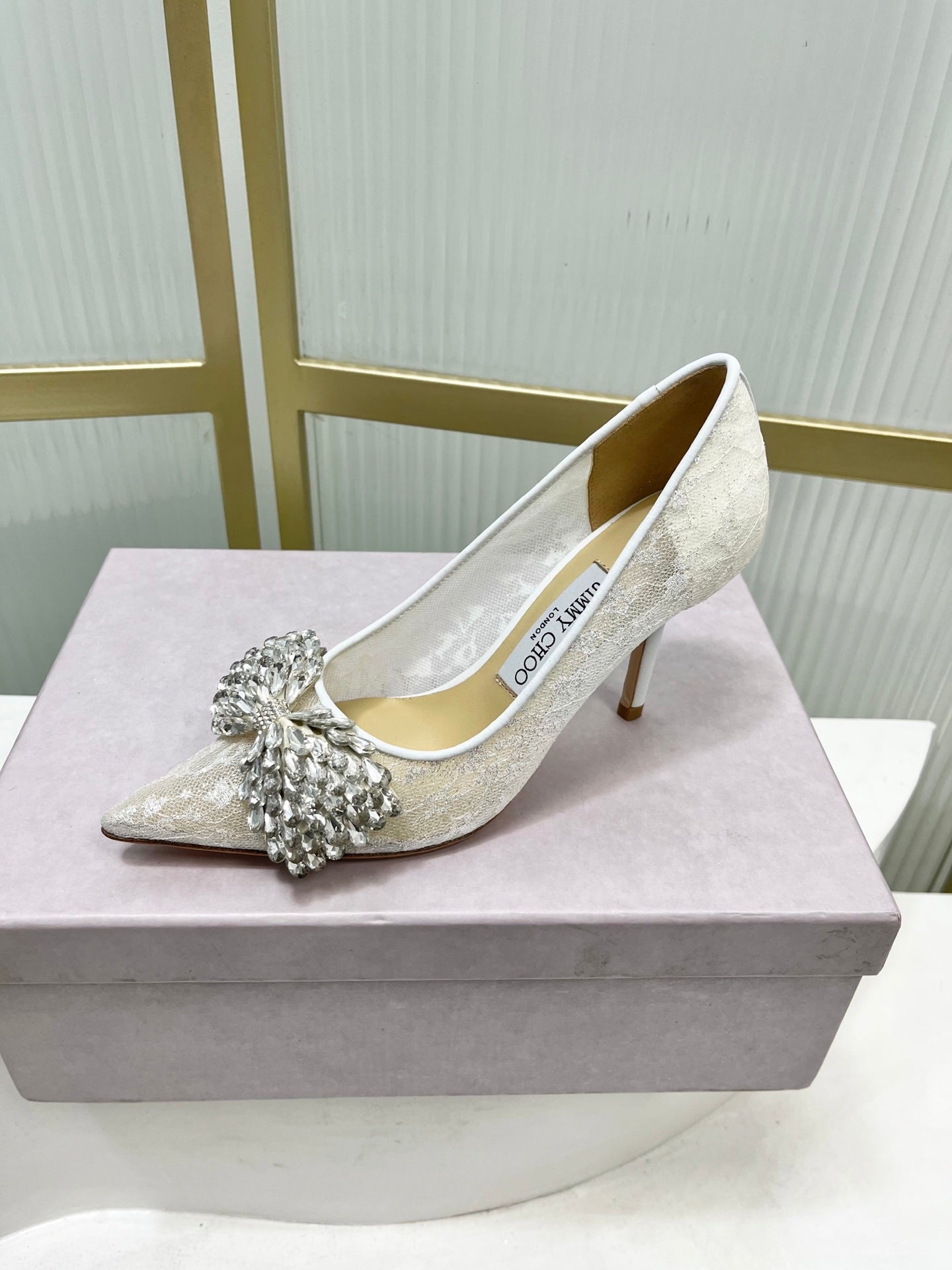 Jimmy 26s High Heels 85 White Imported Lace Sheepskin 605985