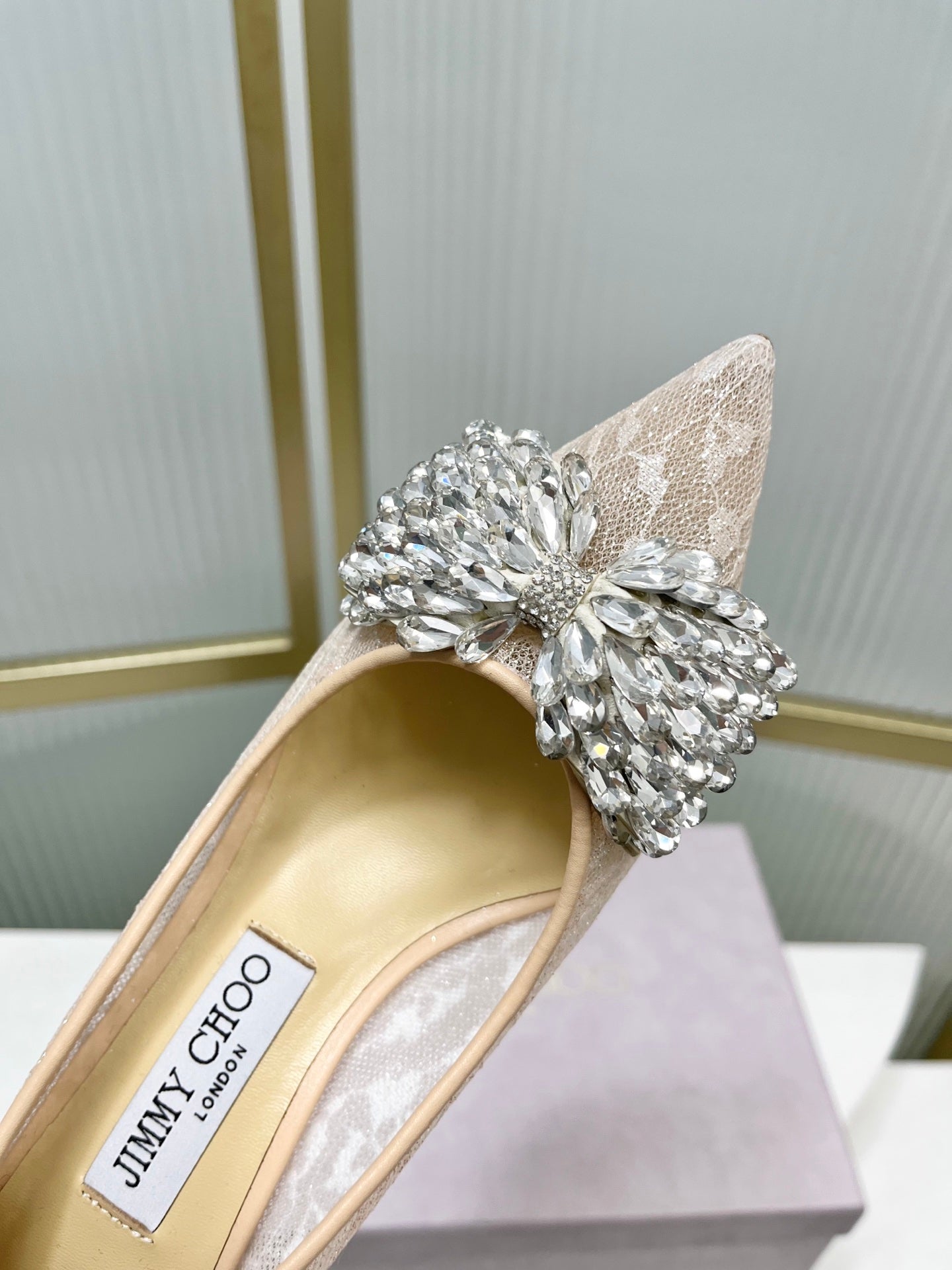 Jimmy 26s High Heels 65 Beige White Imported Lace Sheepskin 605987