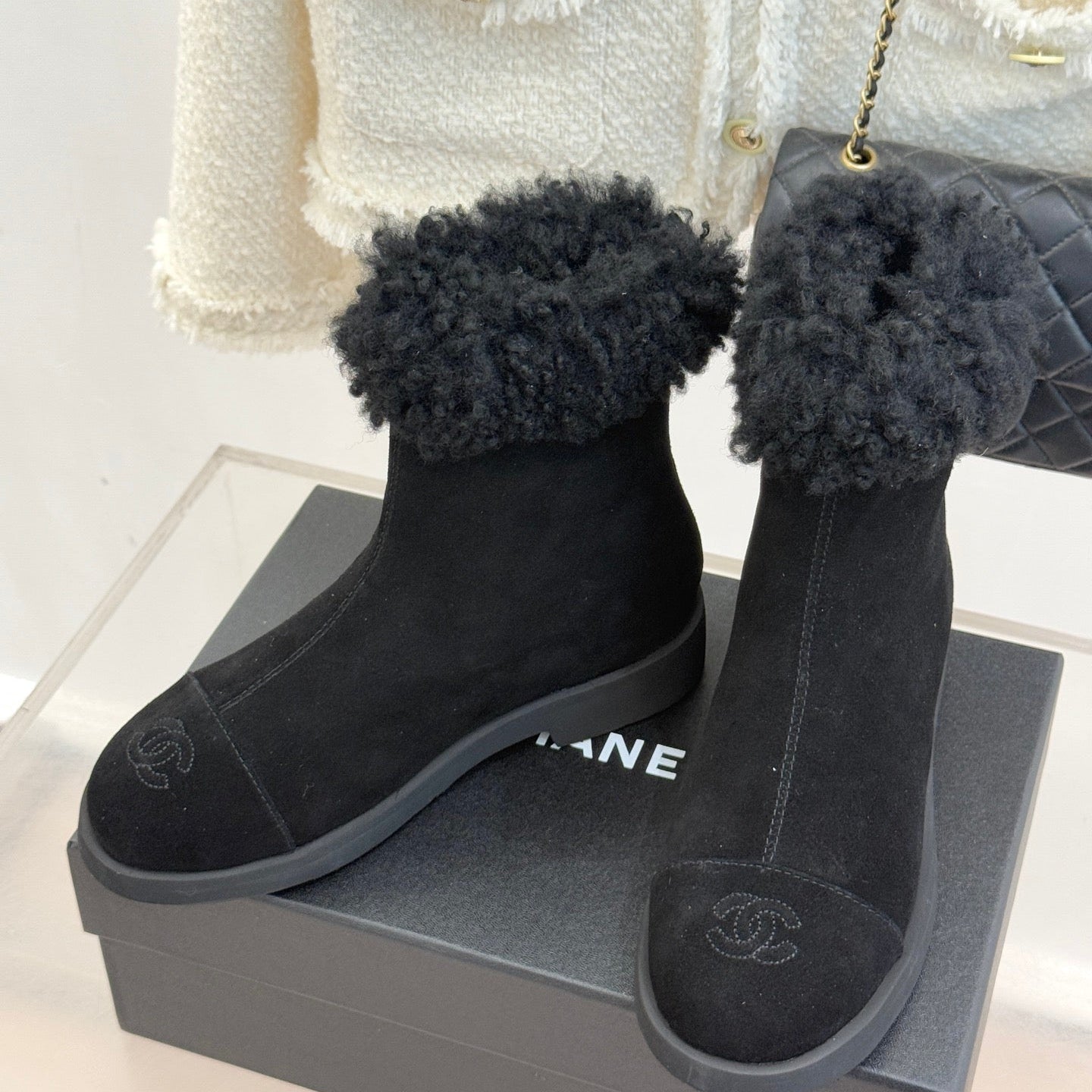 CC 25s Ankle Boots Black Suede Wool 512069