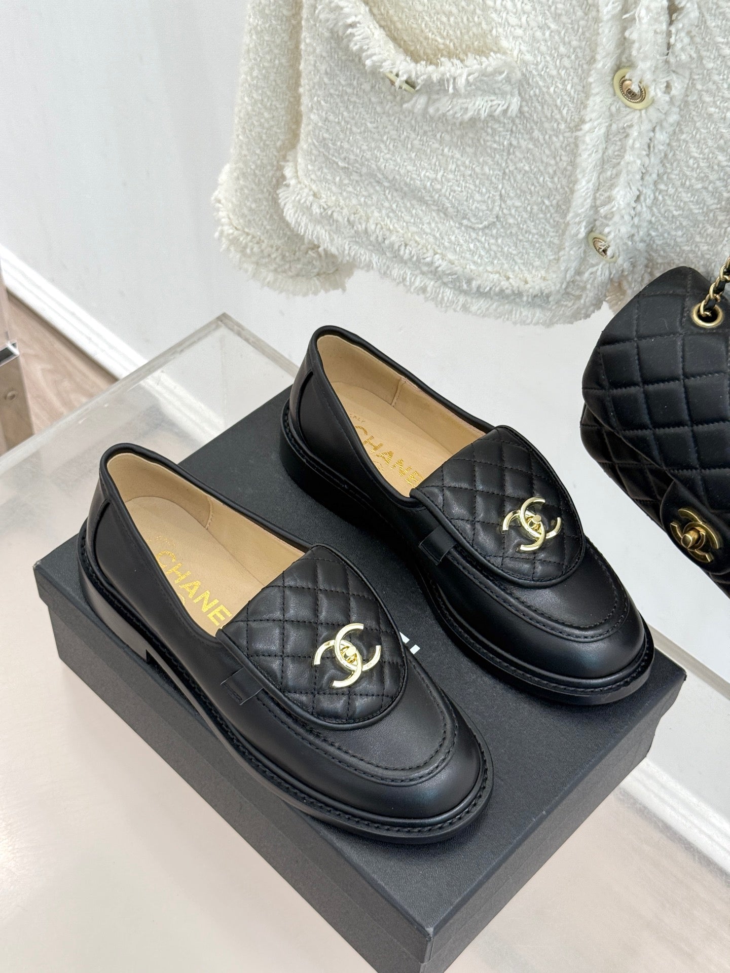 Chanel 2026 Double C High-Heeled Loafers Leather Sheepskin 826099