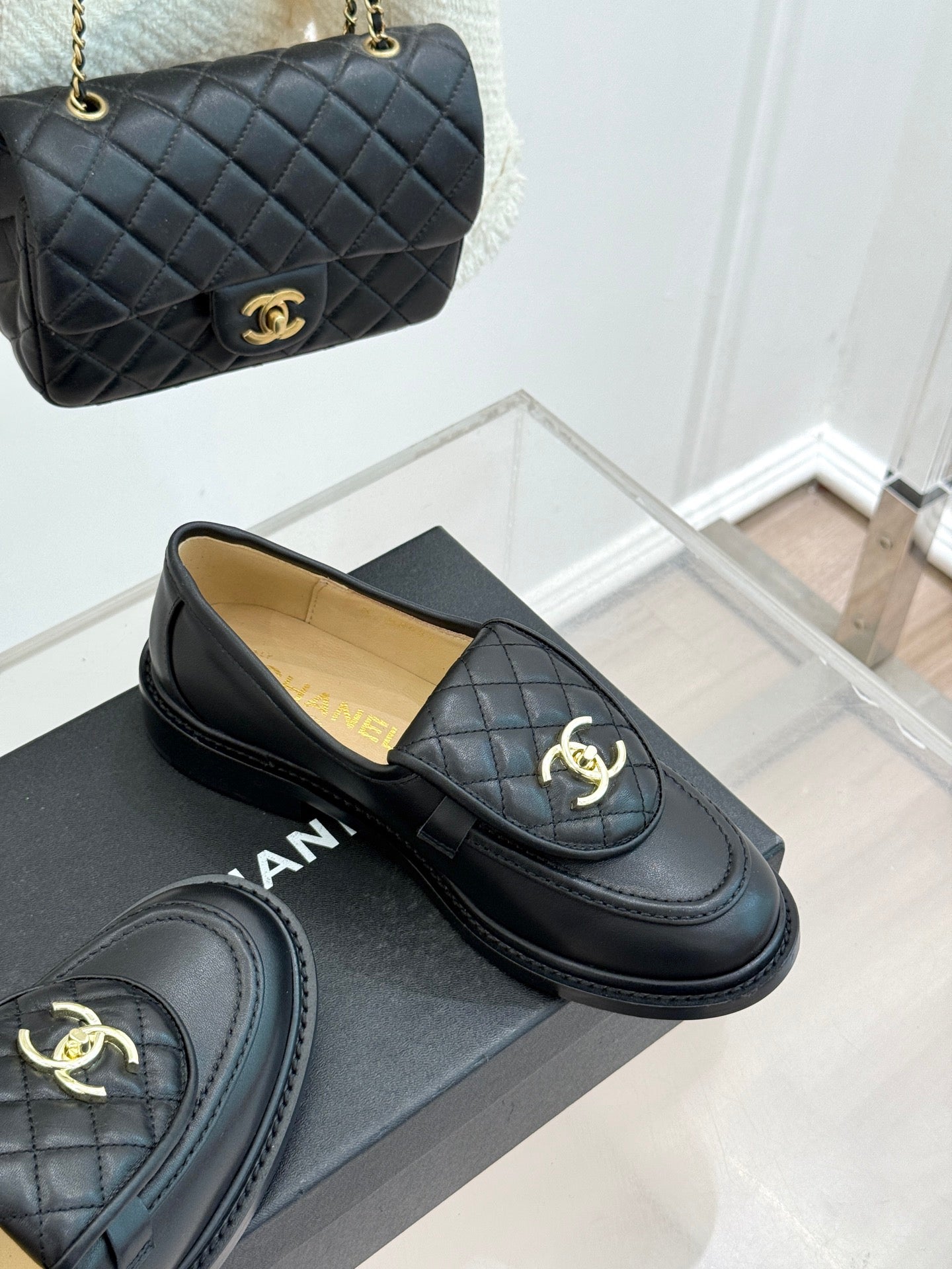 Chanel 2026 Double C High-Heeled Loafers Leather Sheepskin 826099