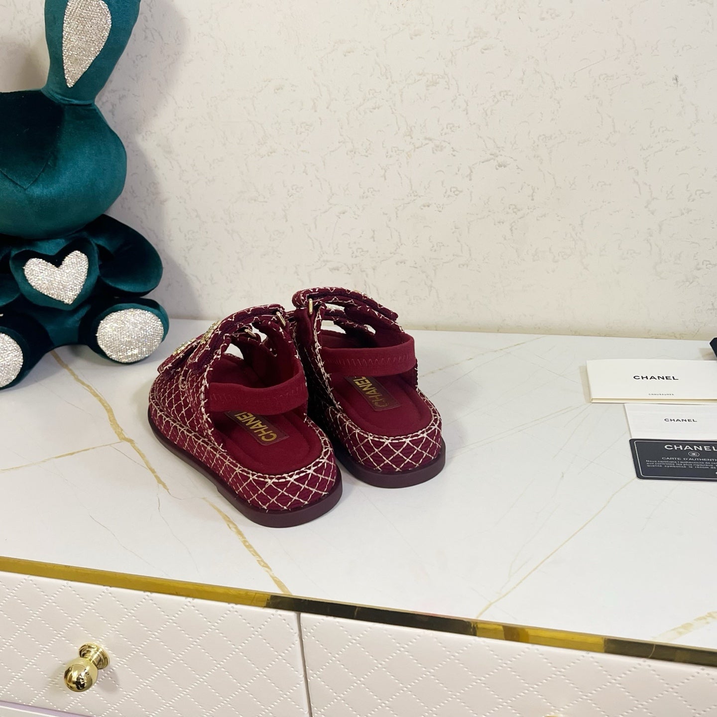 Chanel 2026 Velcro Sandals CC Logo Details Tweed Sheepskin 779368