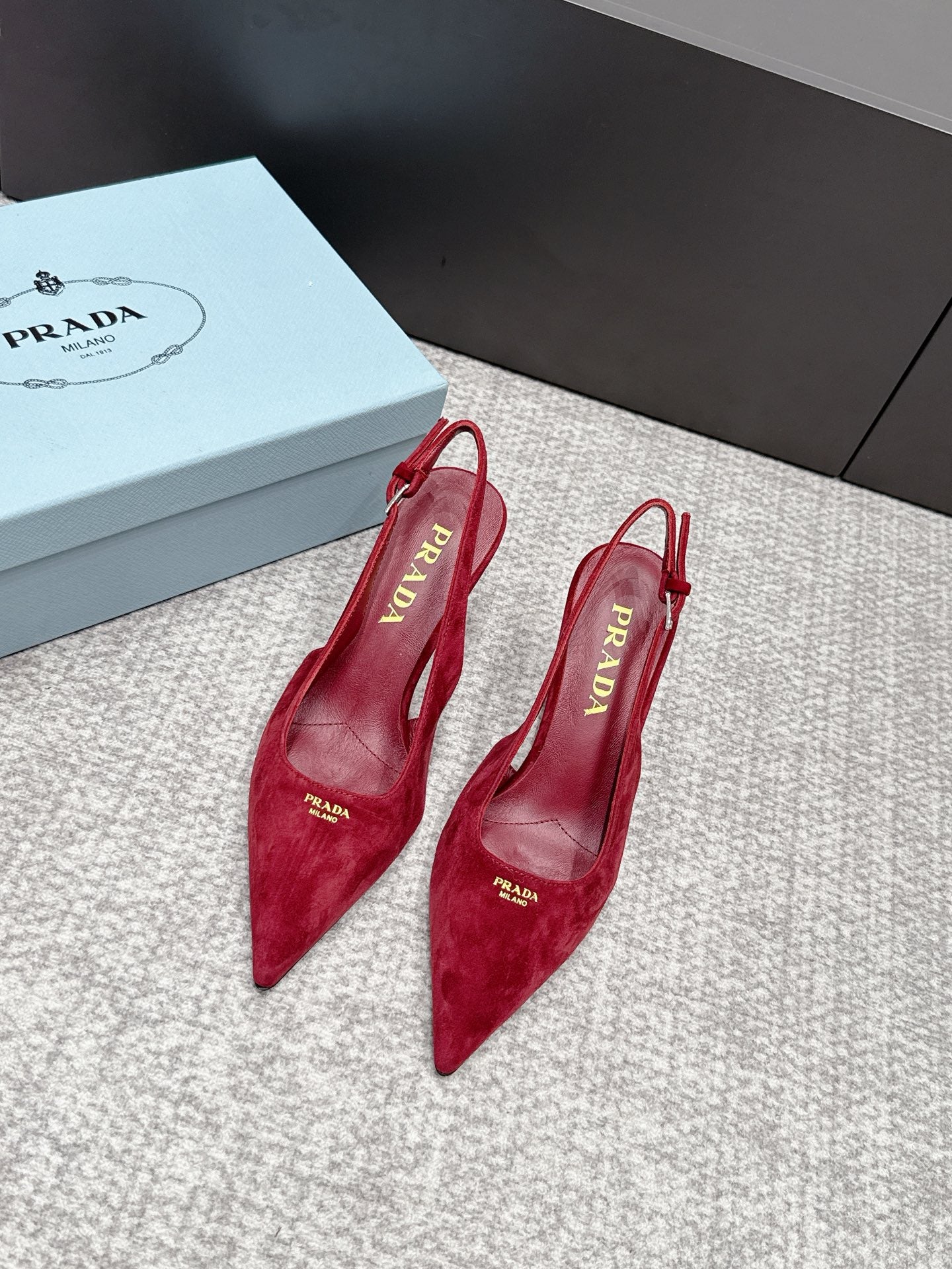Prada 2026 Slingback 75mm Suede Lambskin 855691