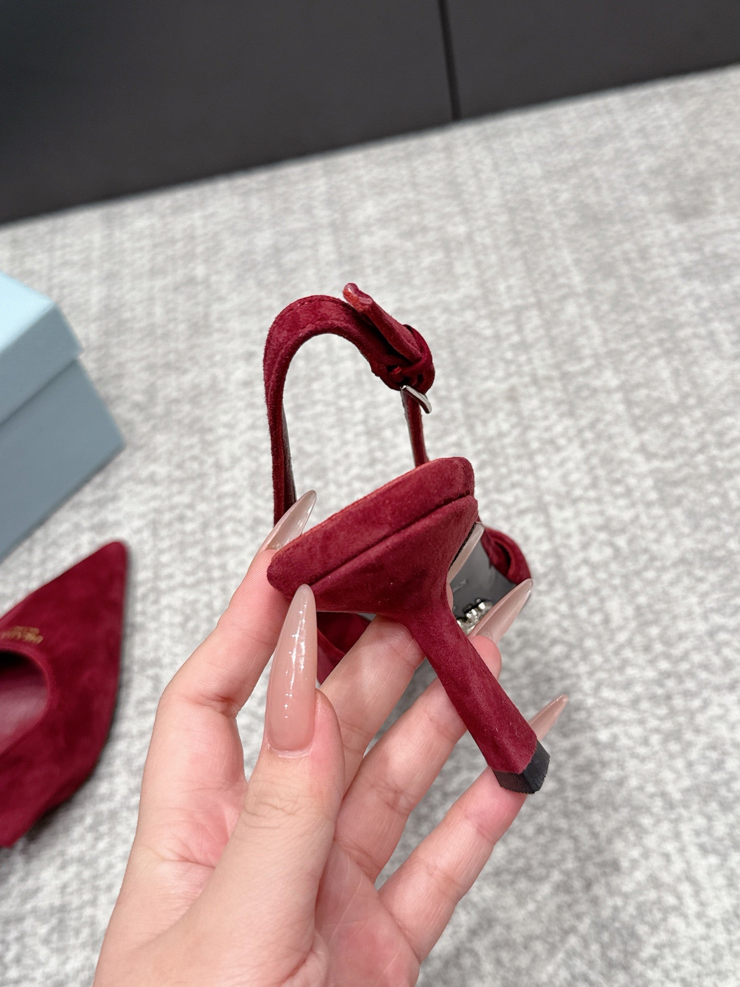 Prada 2026 Slingback 75mm Suede Lambskin 855691