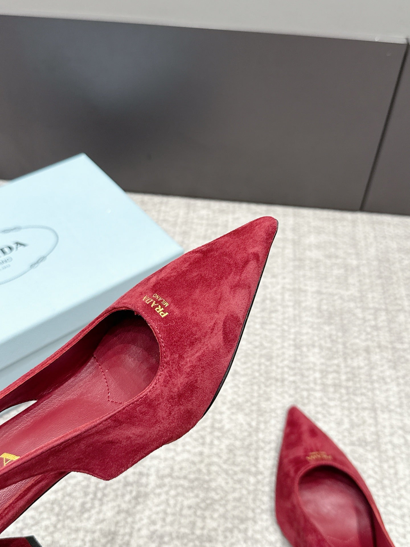 Prada 2026 Slingback 75mm Suede Lambskin 855691