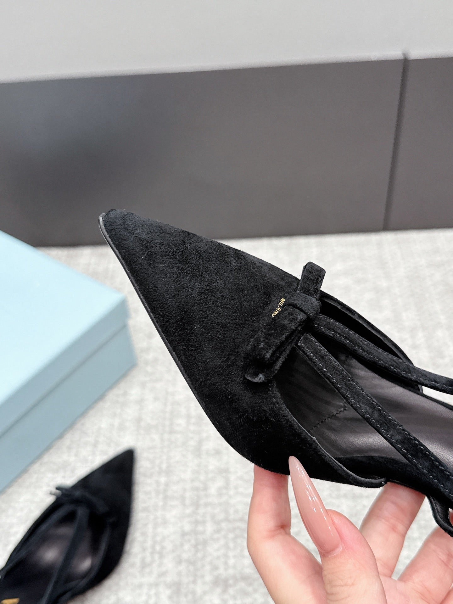 Prada 2026 Slingback 75mm Suede Lambskin 855699