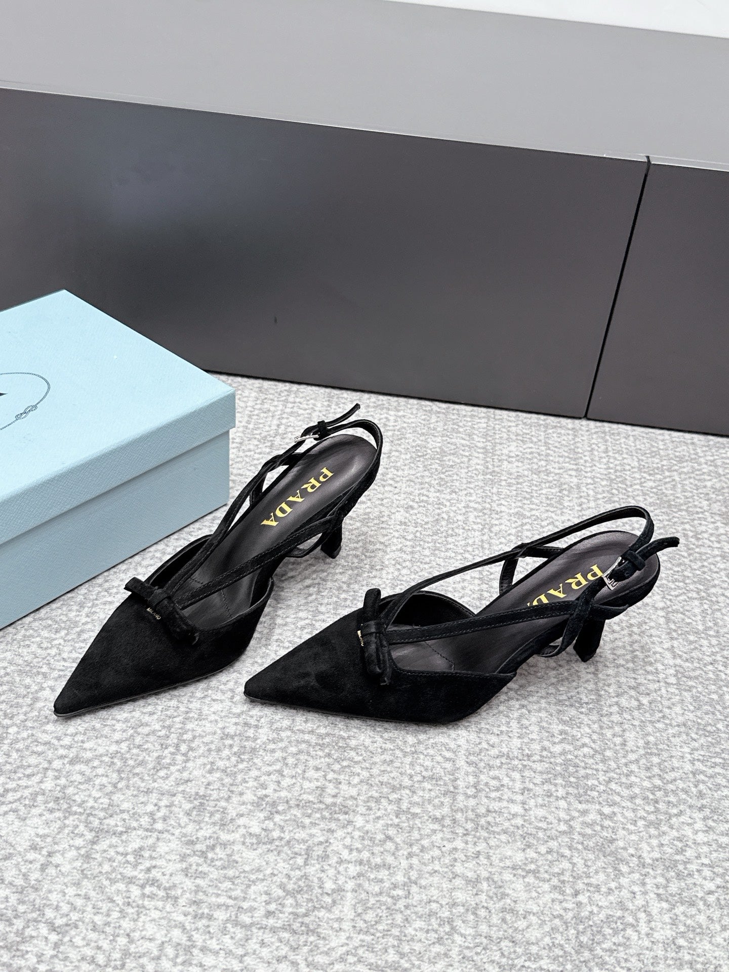 Prada 2026 Slingback 75mm Suede Lambskin 855699