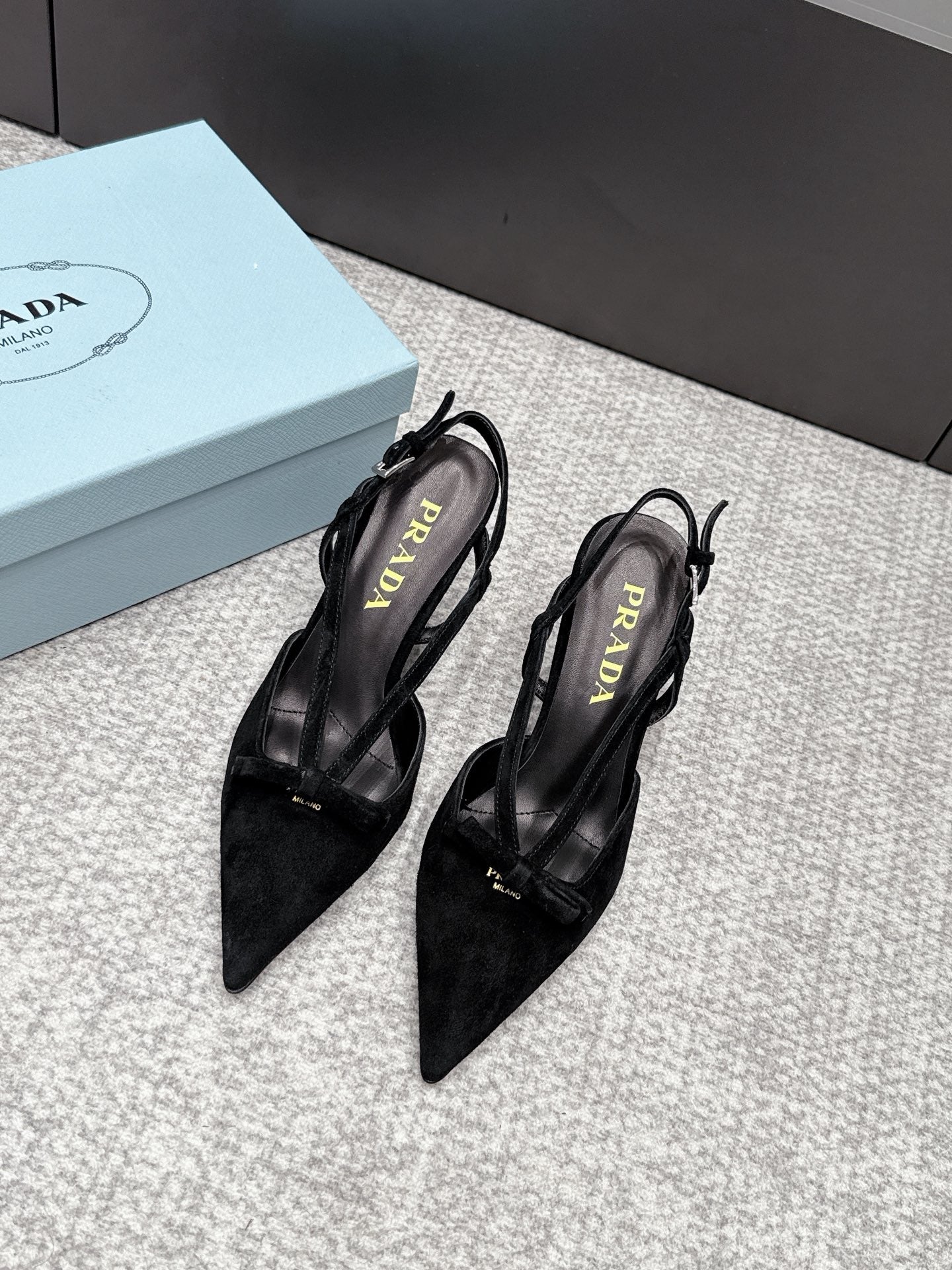 Prada 2026 Slingback 75mm Suede Lambskin 855699